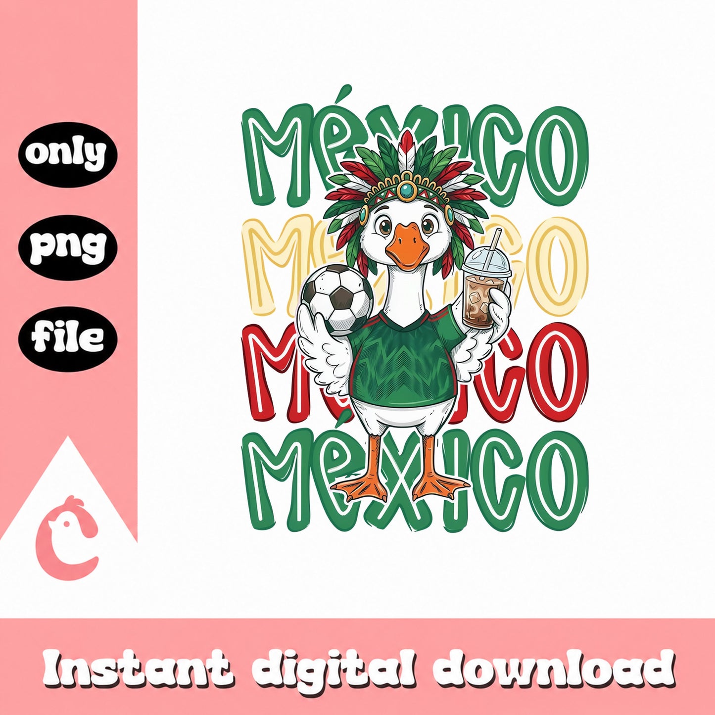 Mexico Soccer Goose PNG, Mexican Football Fan, Funny Sports PNG