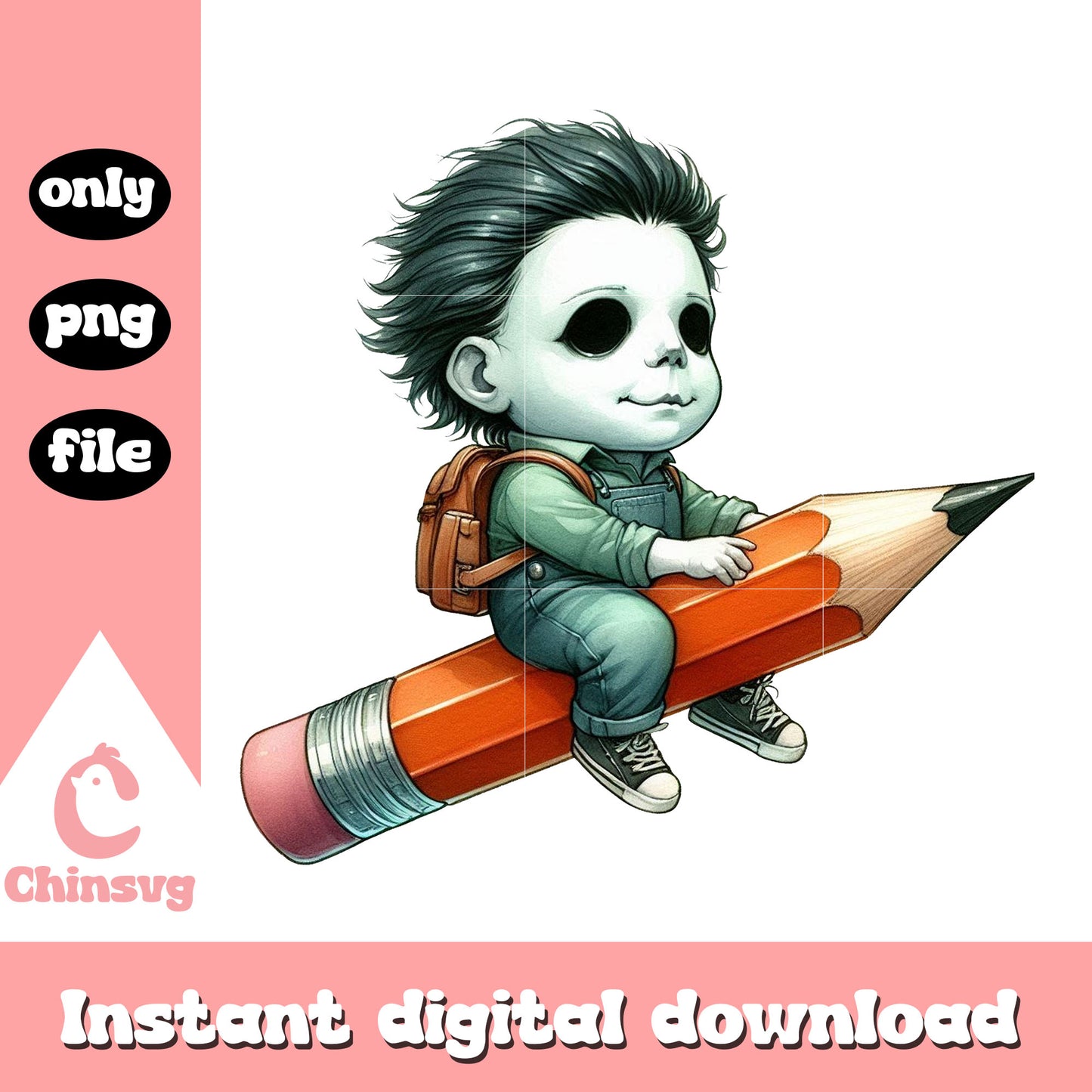 Michael Myers driving pencil design png, magic school bus png