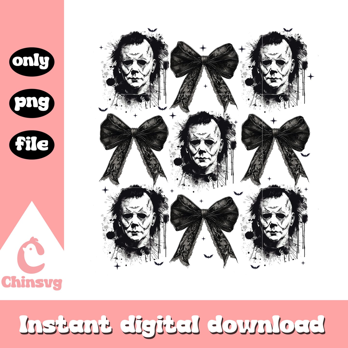 Michael myers coquettle bow png, michael myers png, halloween png