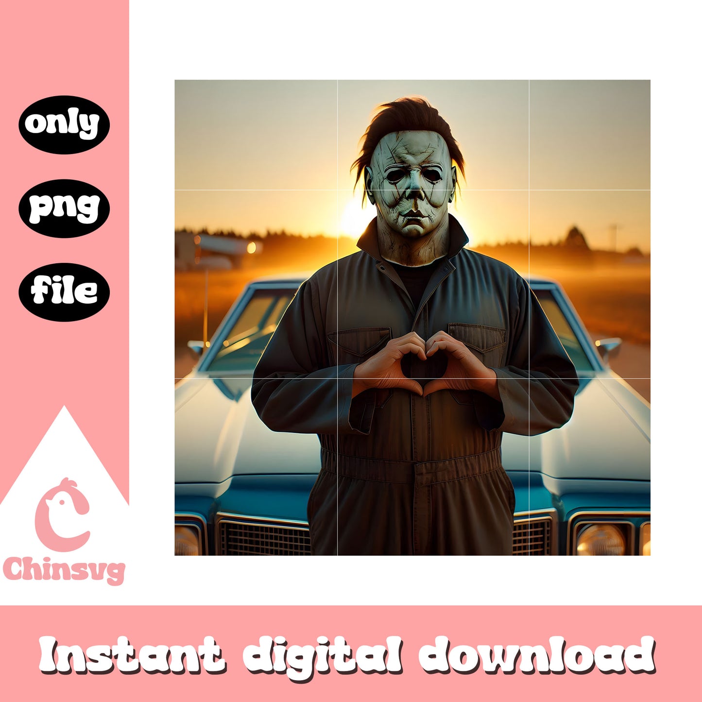 Michael myers heart gesture design png, michael myers character png