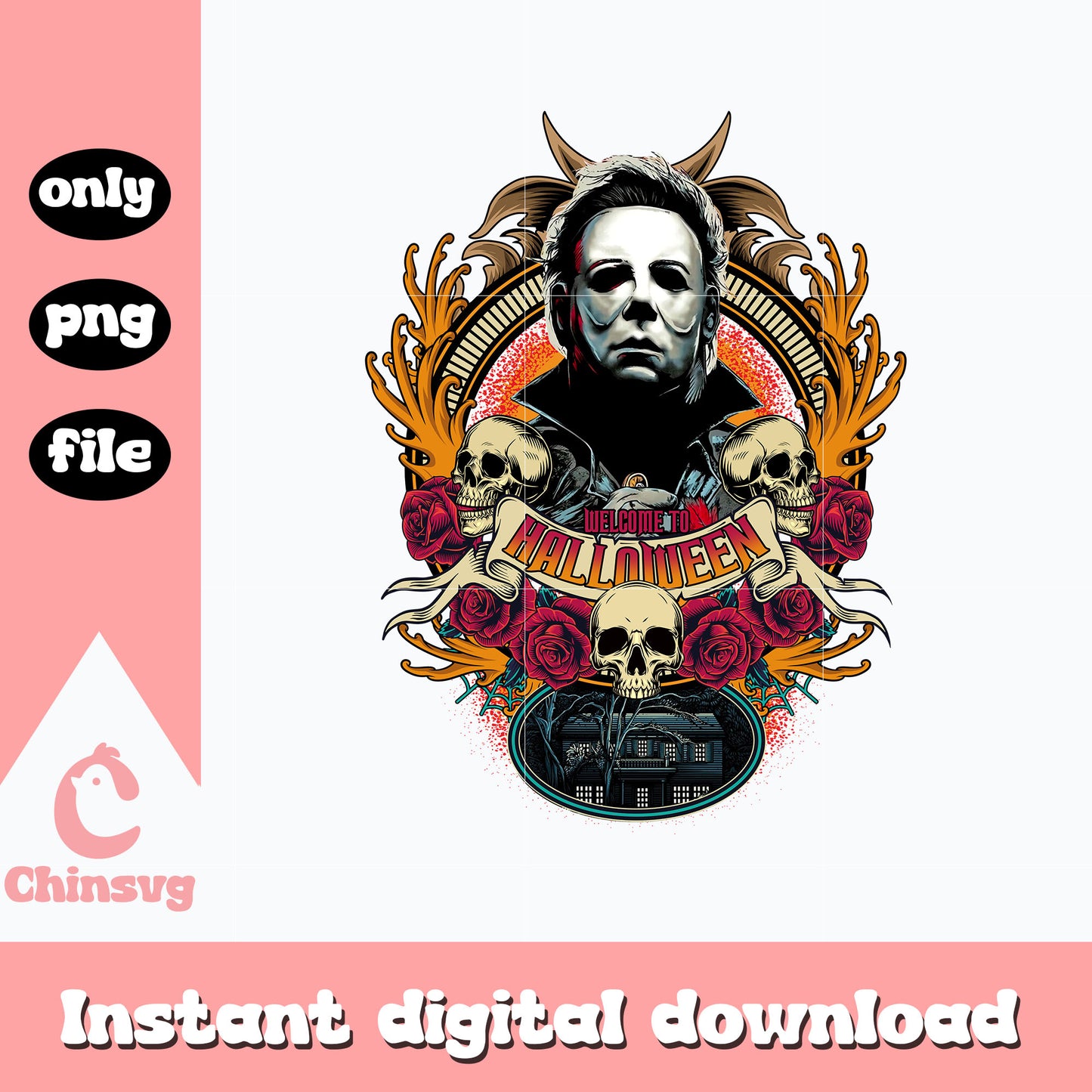 Michael Myers face welcome to halloween Png