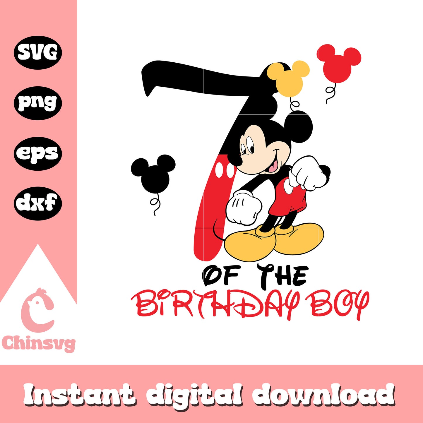 Mickey 7th of the birthday boy svg, happy birthday mickey svg
