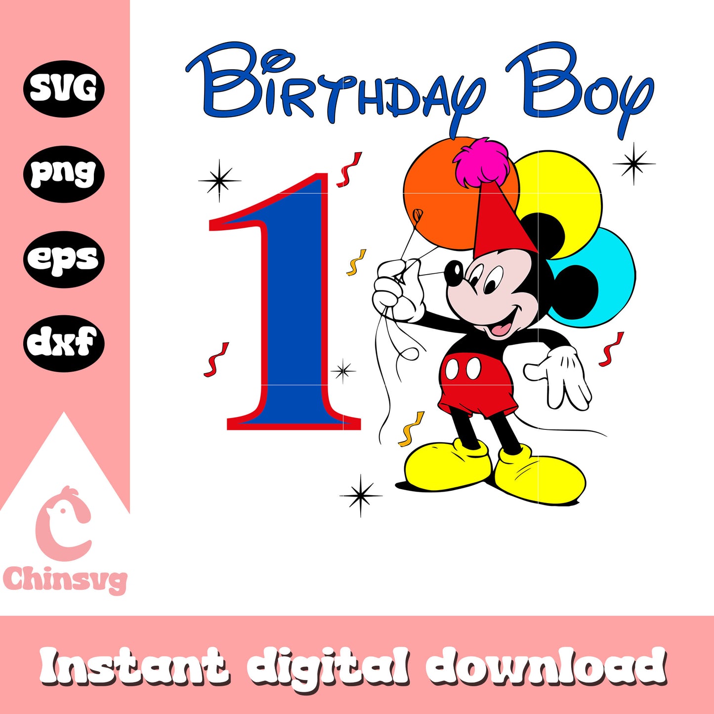 Mickey 1st birthday boy svg, mickey mouse happy birthday svg