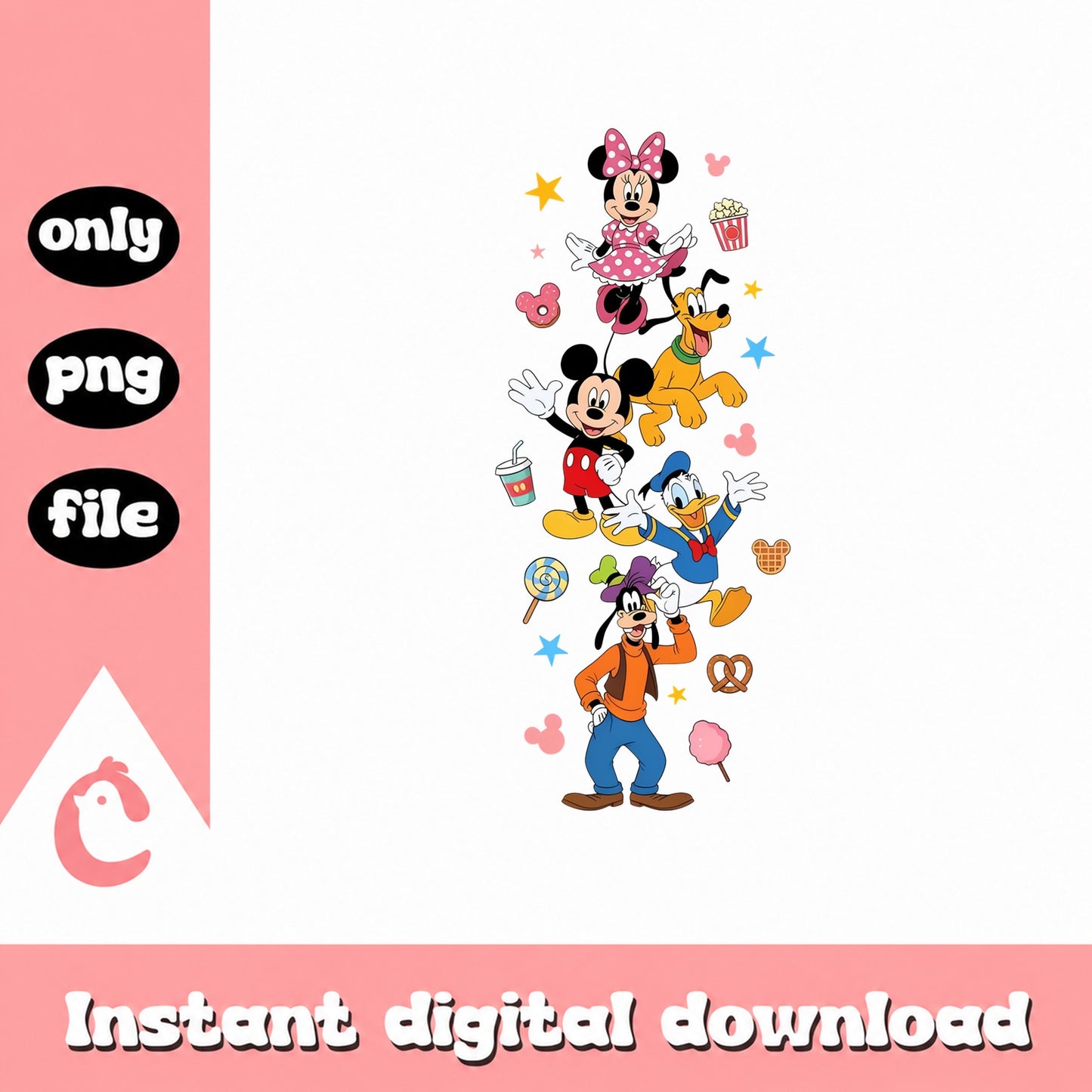 Mickey And Friends Disney Stack PNG, Mickey Minnie Goofy, PNG File