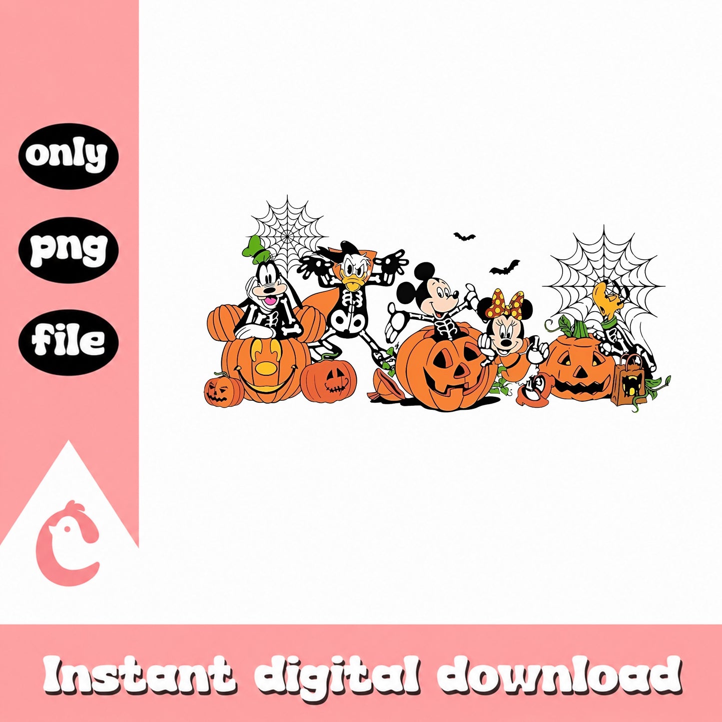 Mickey And Friends Halloween PNG, Disney Halloween PNG, Skeleton Pumpkin PNG