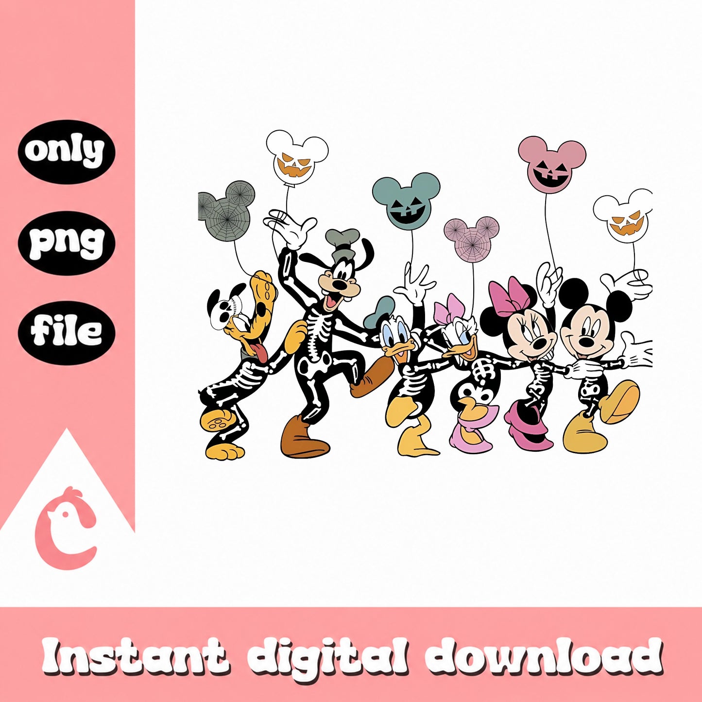 Mickey And Friends Halloween Skeleton PNG, Disney PNG, Halloween PNG