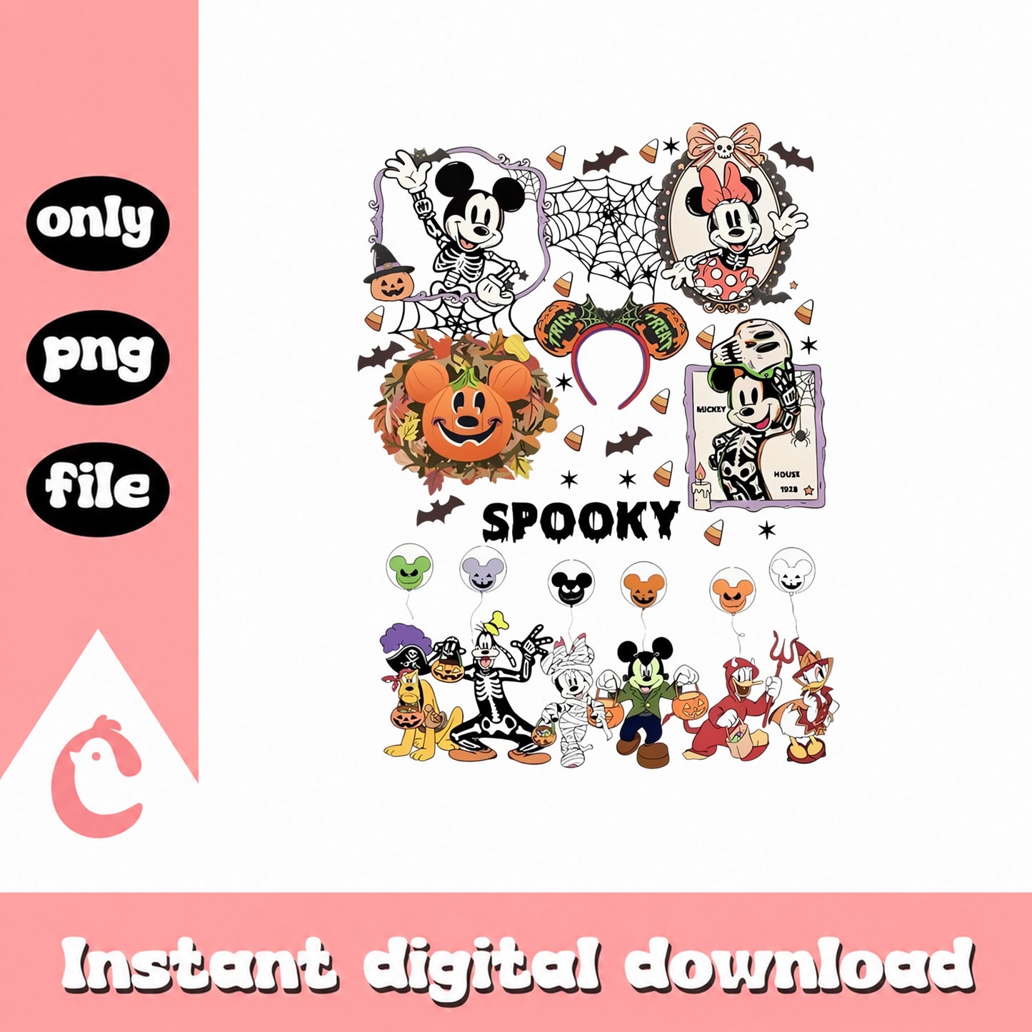 Mickey And Minnie Halloween Bundle, Disney Spooky SVG, PNG