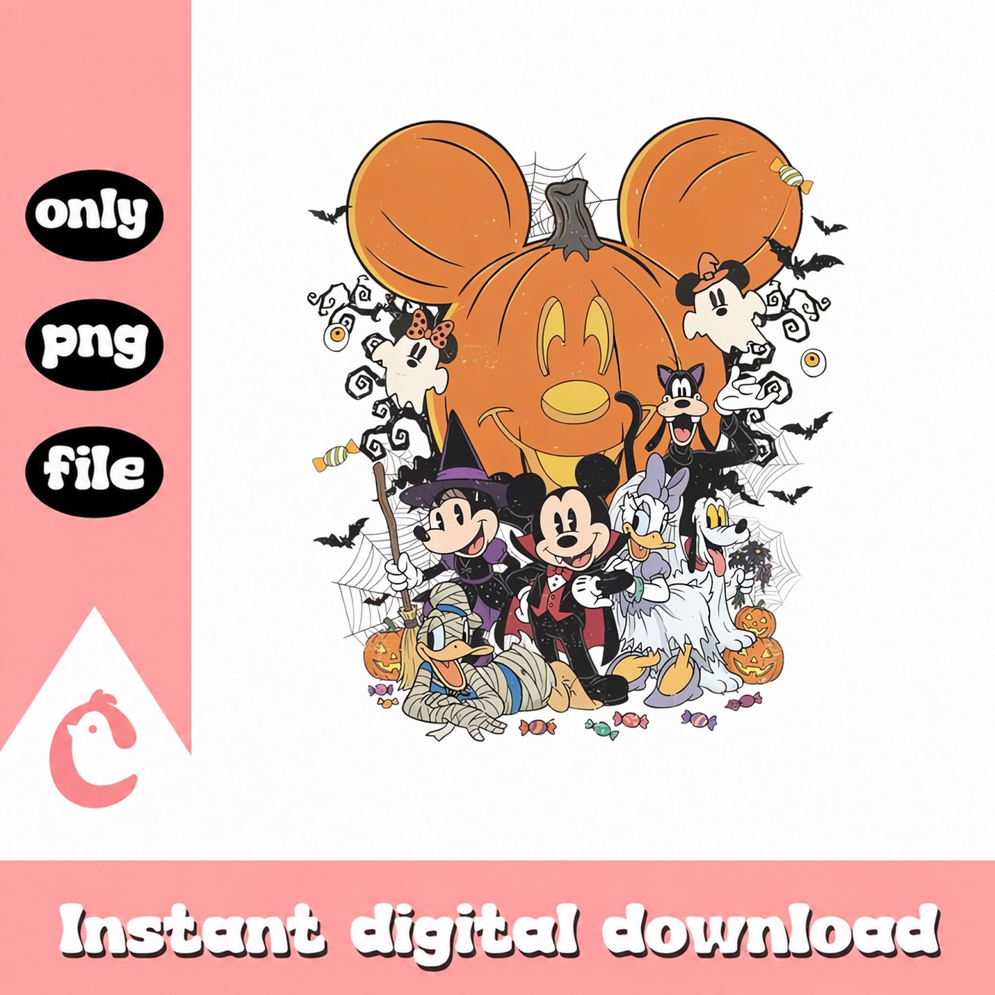 Mickey Mouse And Friends Halloween PNG, Disney Halloween Bundle, Pumpkin PNG