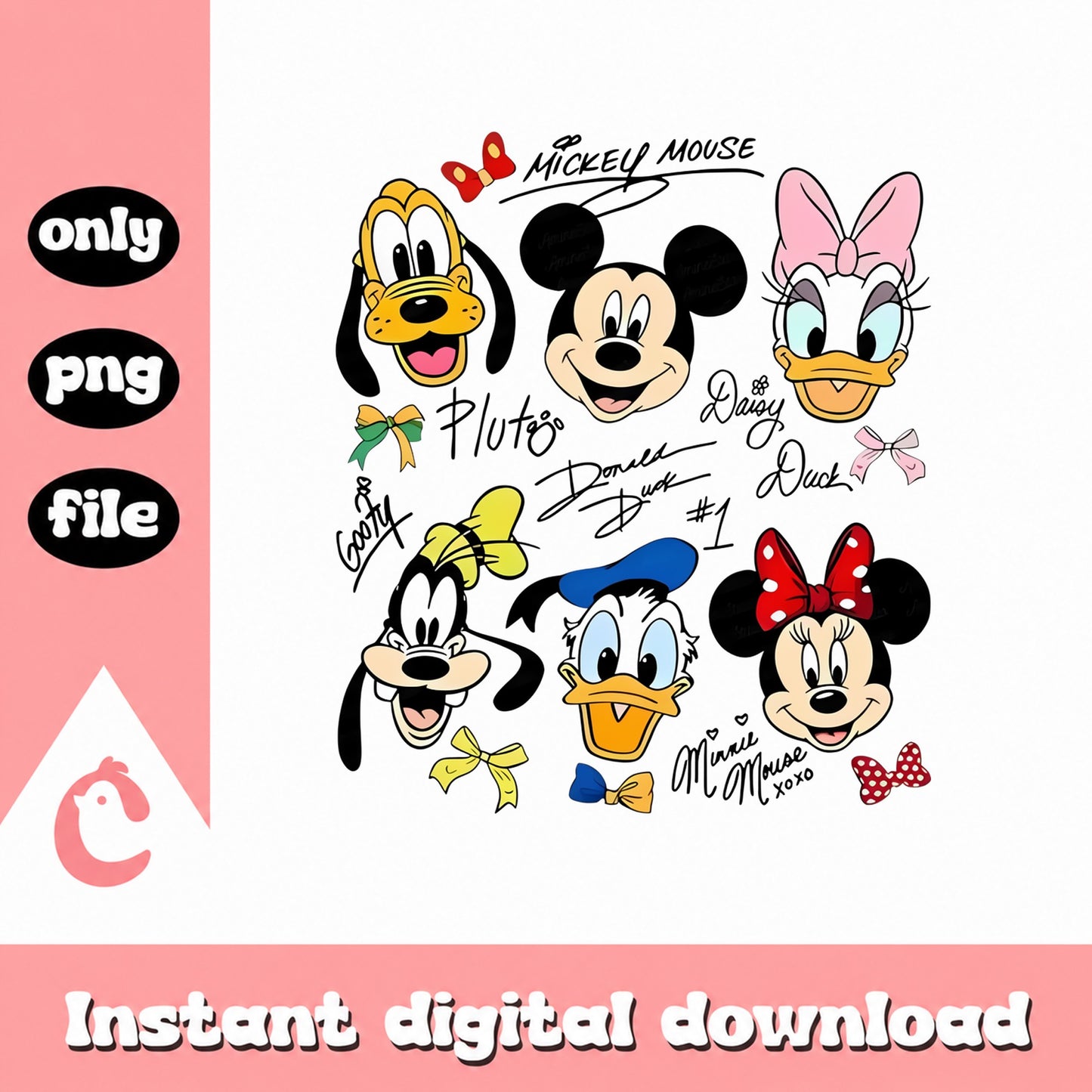 Mickey Mouse And Friends PNG Bundle, Disney Characters PNG, Minnie Pluto PNG