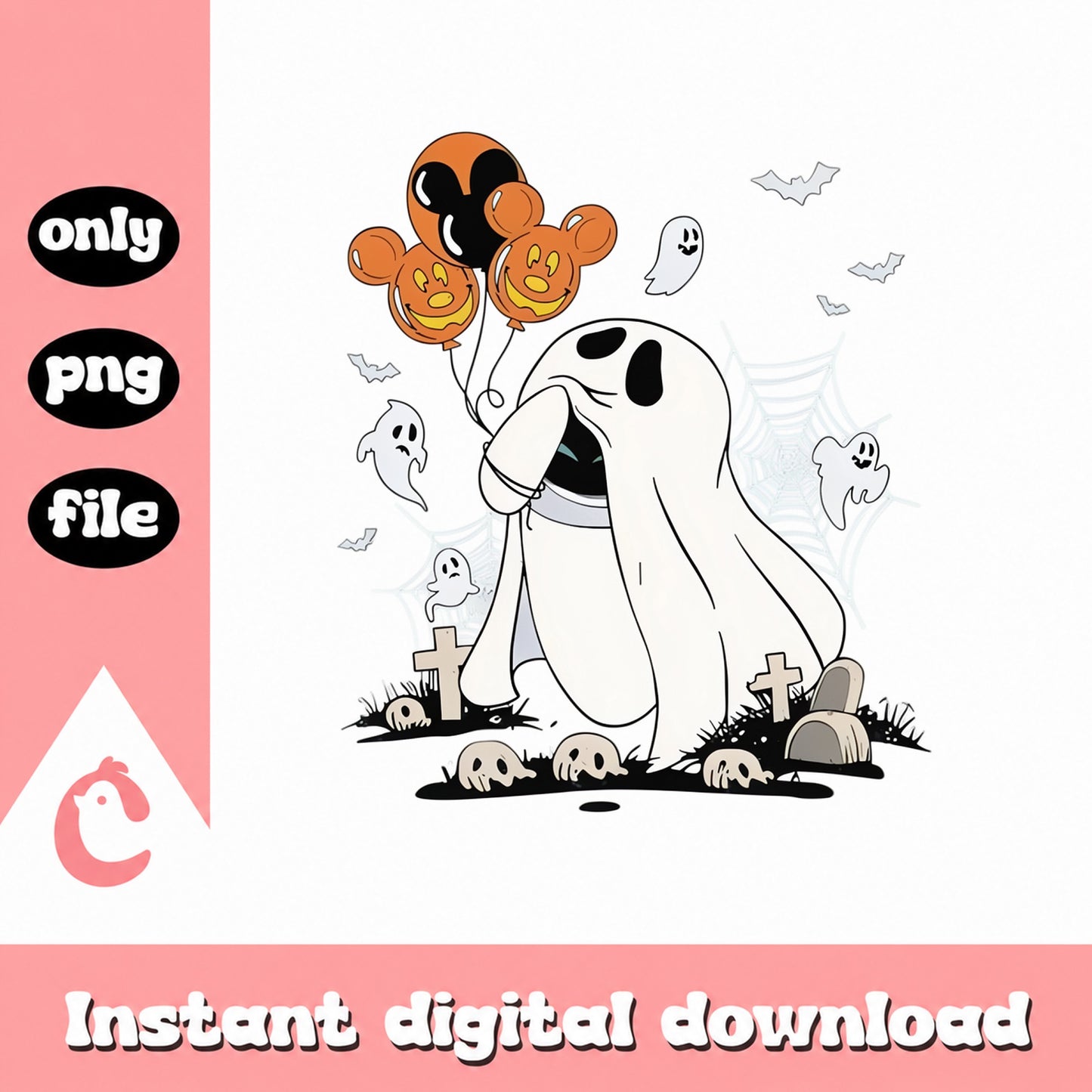 Mickey Mouse Ghost Halloween PNG, Disney Spooky Clipart, PNG File
