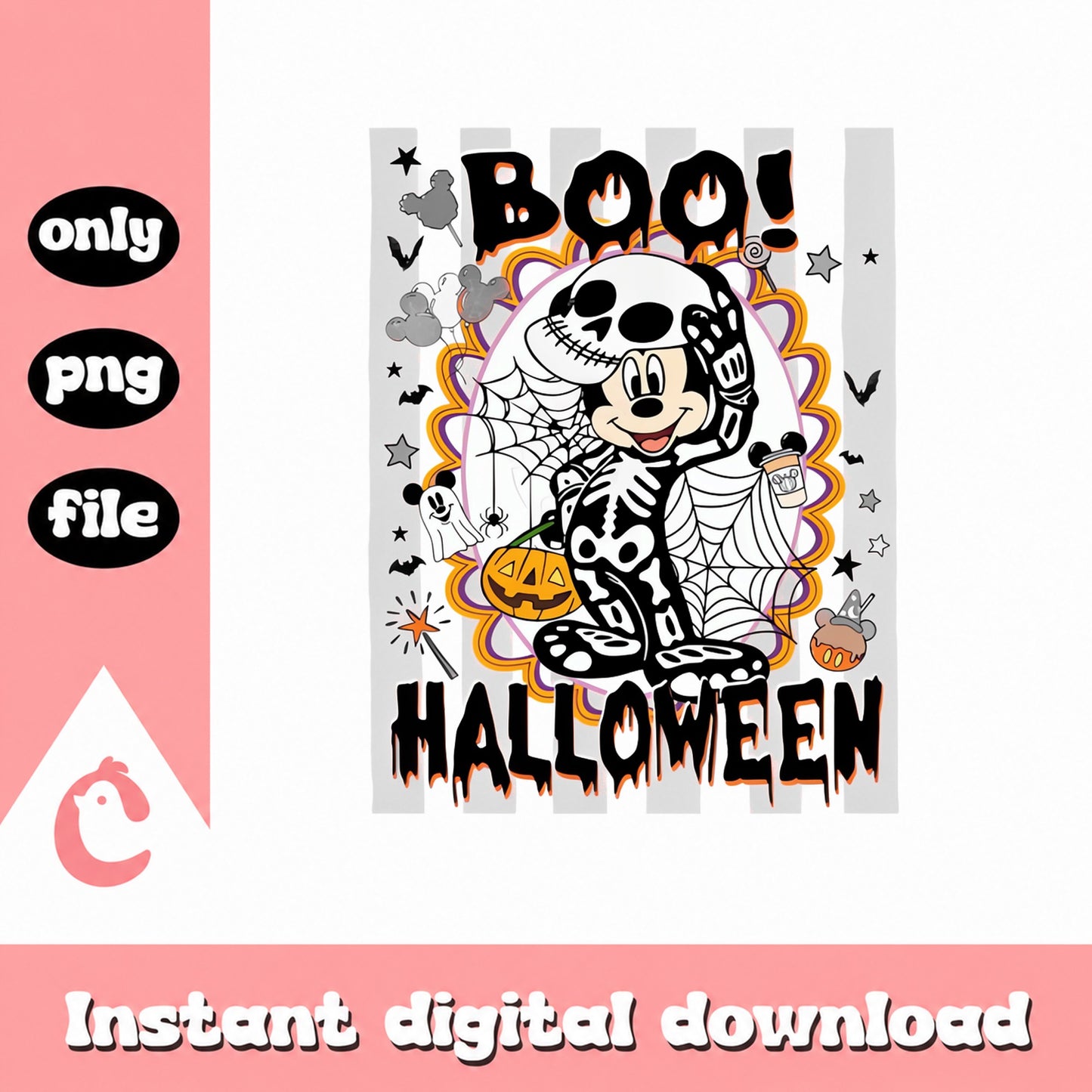 Mickey Mouse Halloween PNG, Disney Boo Skeleton, Jack Skellington PNG