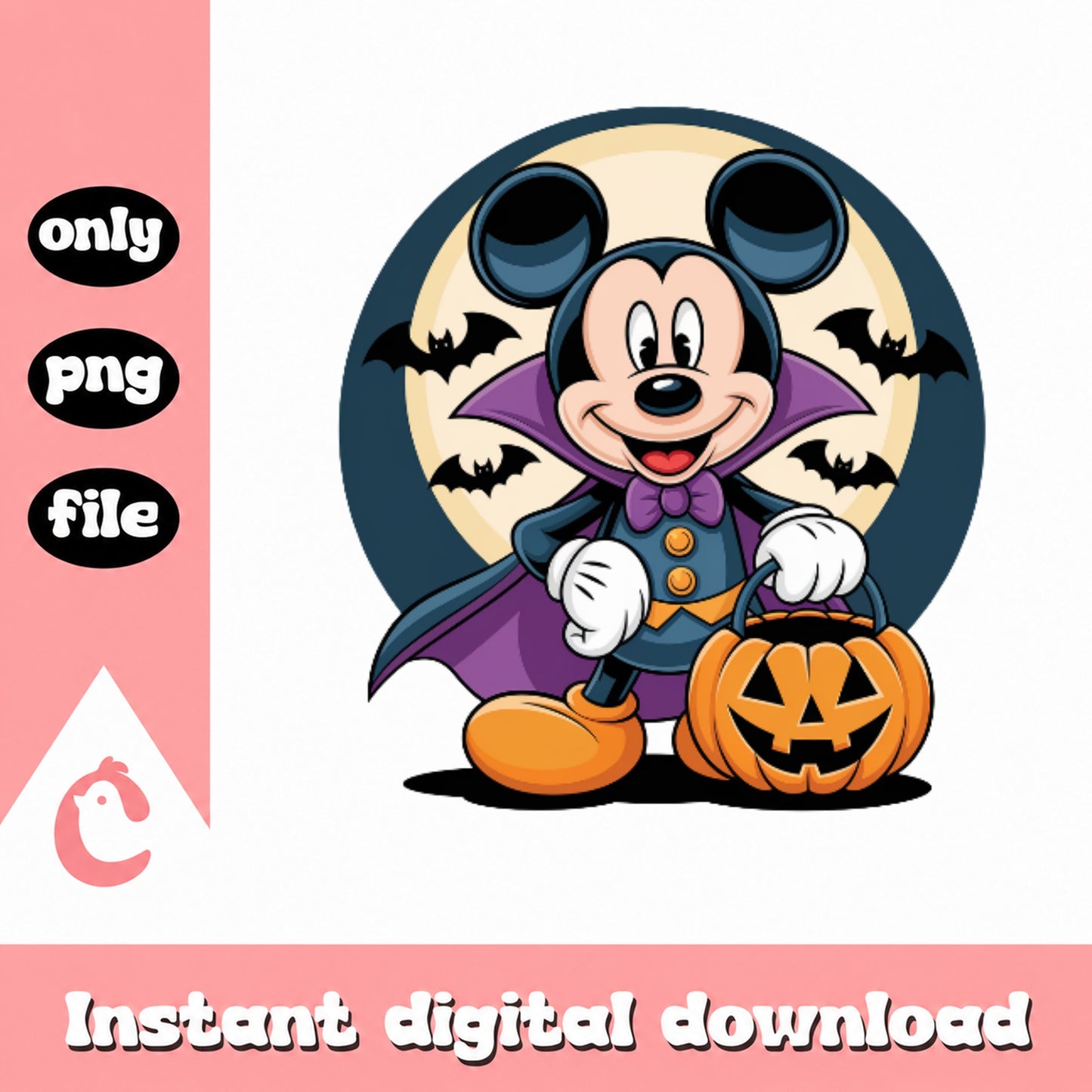 Mickey Mouse Halloween Vampire PNG, Disney Halloween PNG, Spooky PNG