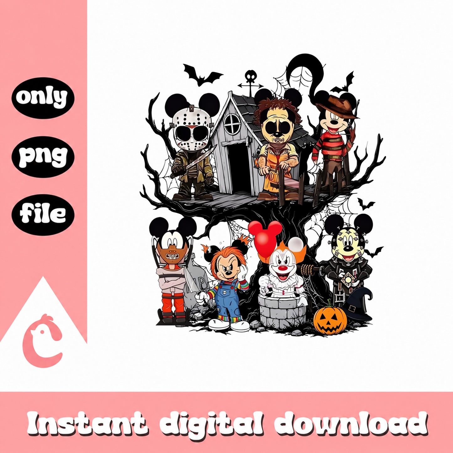 Mickey Mouse Horror Halloween PNG, Disney Spooky Bundle, PNG File
