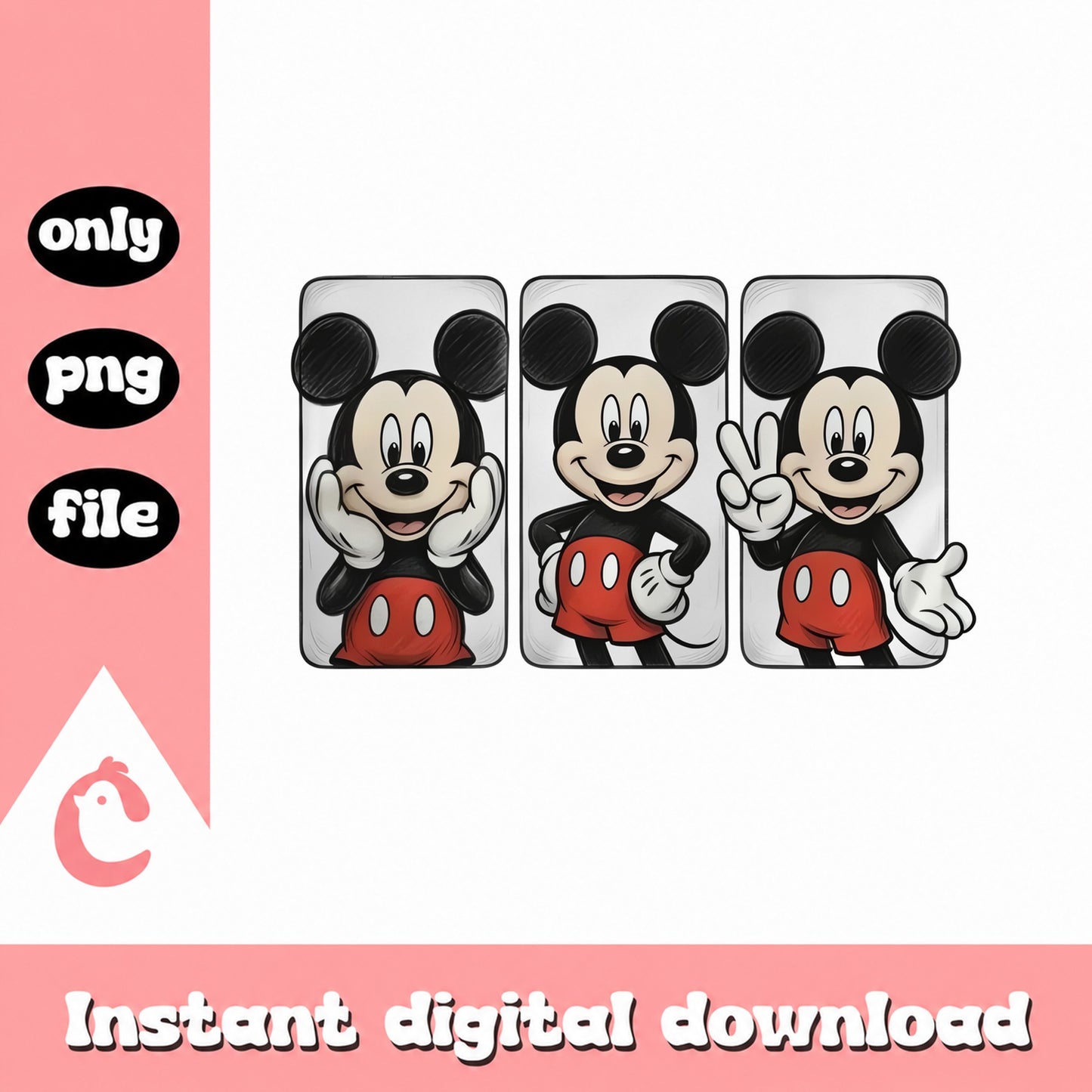 Mickey Mouse PNG Bundle, Disney Character Clipart, PNG File