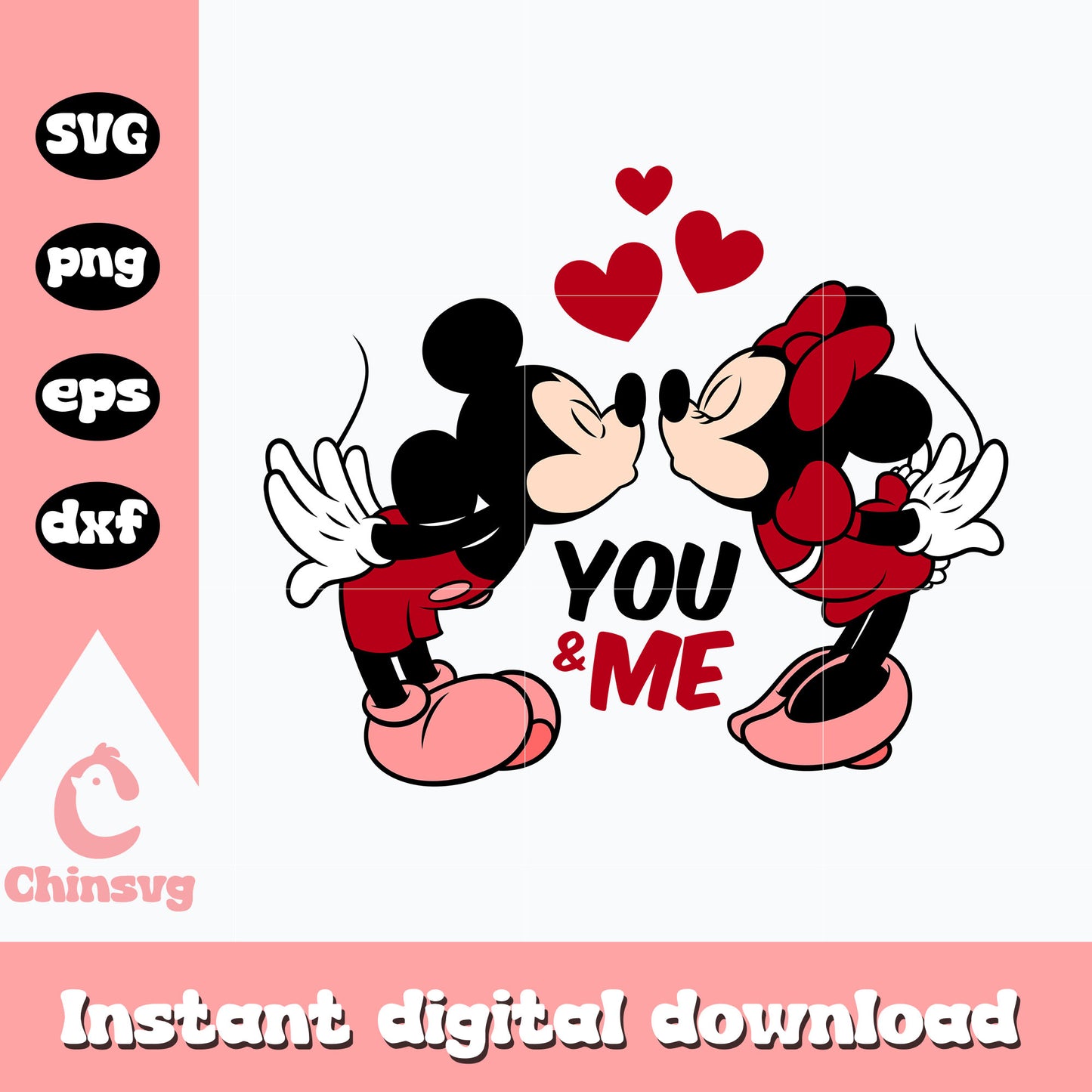 Mickey and minnie kiss svg, mickey svg, valentine svg