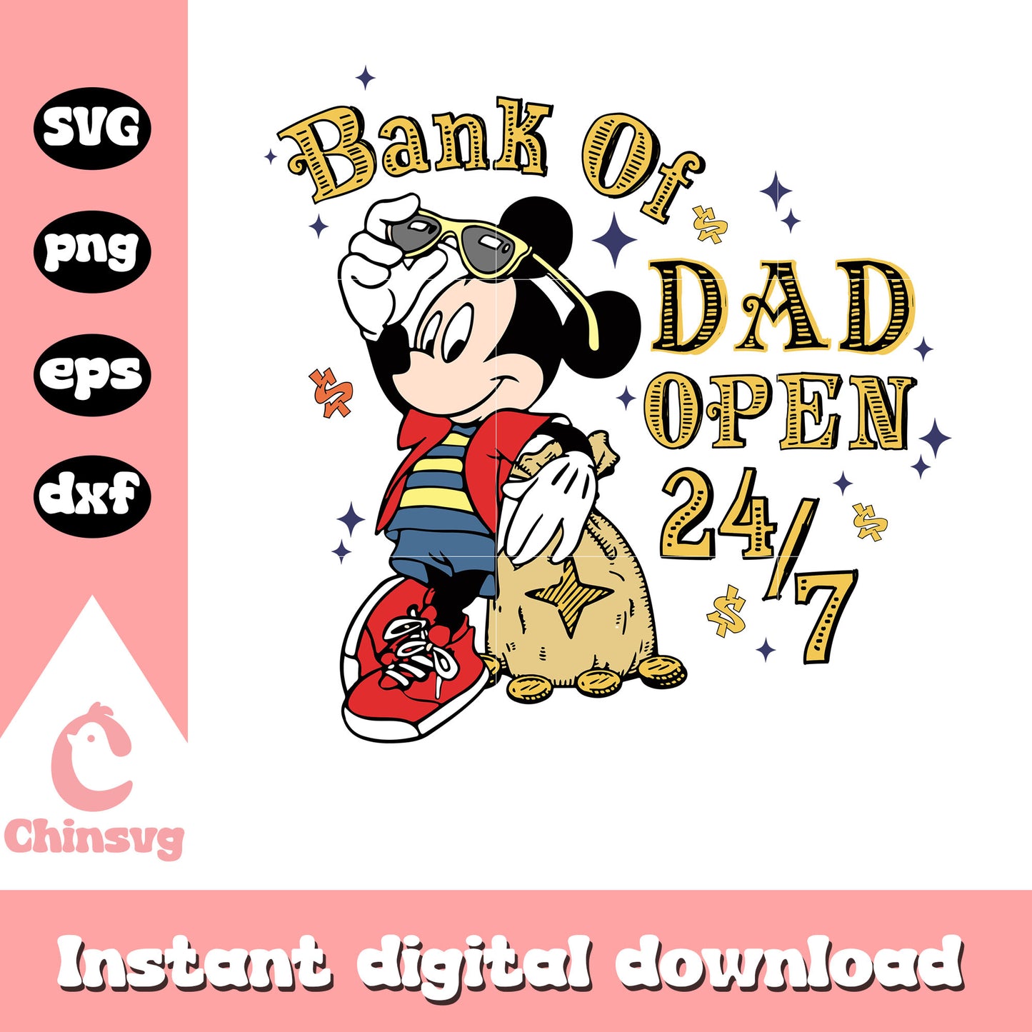 Mickey bank of dad open design svg, bank of dad svg, mickey mouse svg