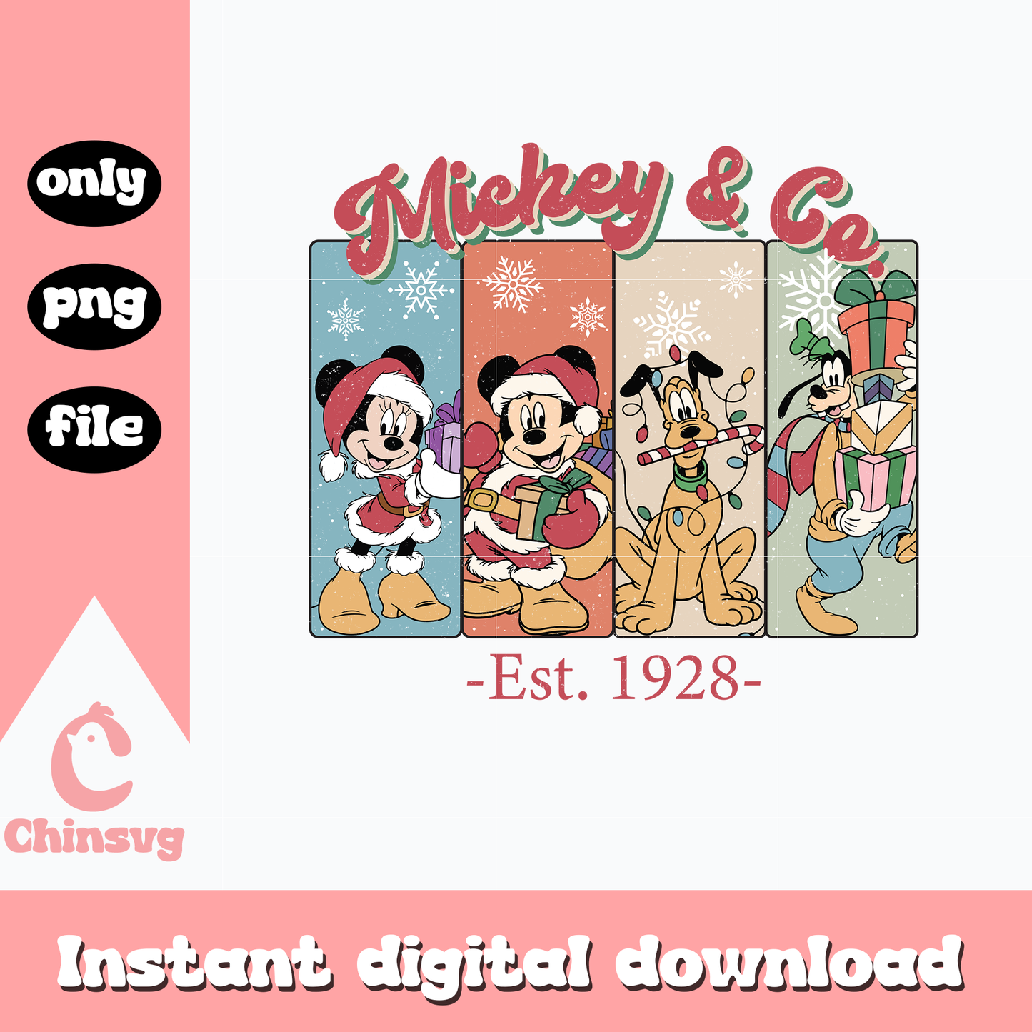 Mickey & co est 1928 christmas png, mickey png, christmas png