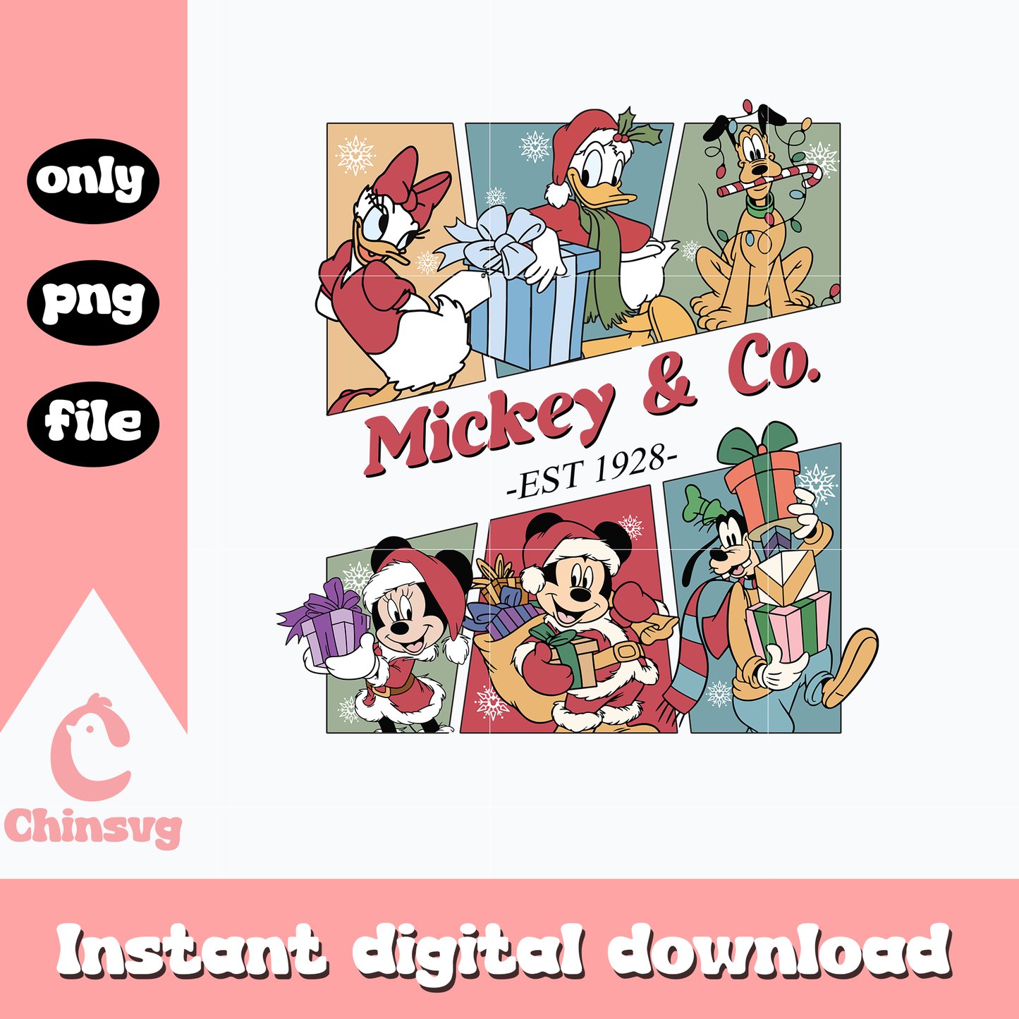 Mickey & co est 1928 png, mickey png, christmas png