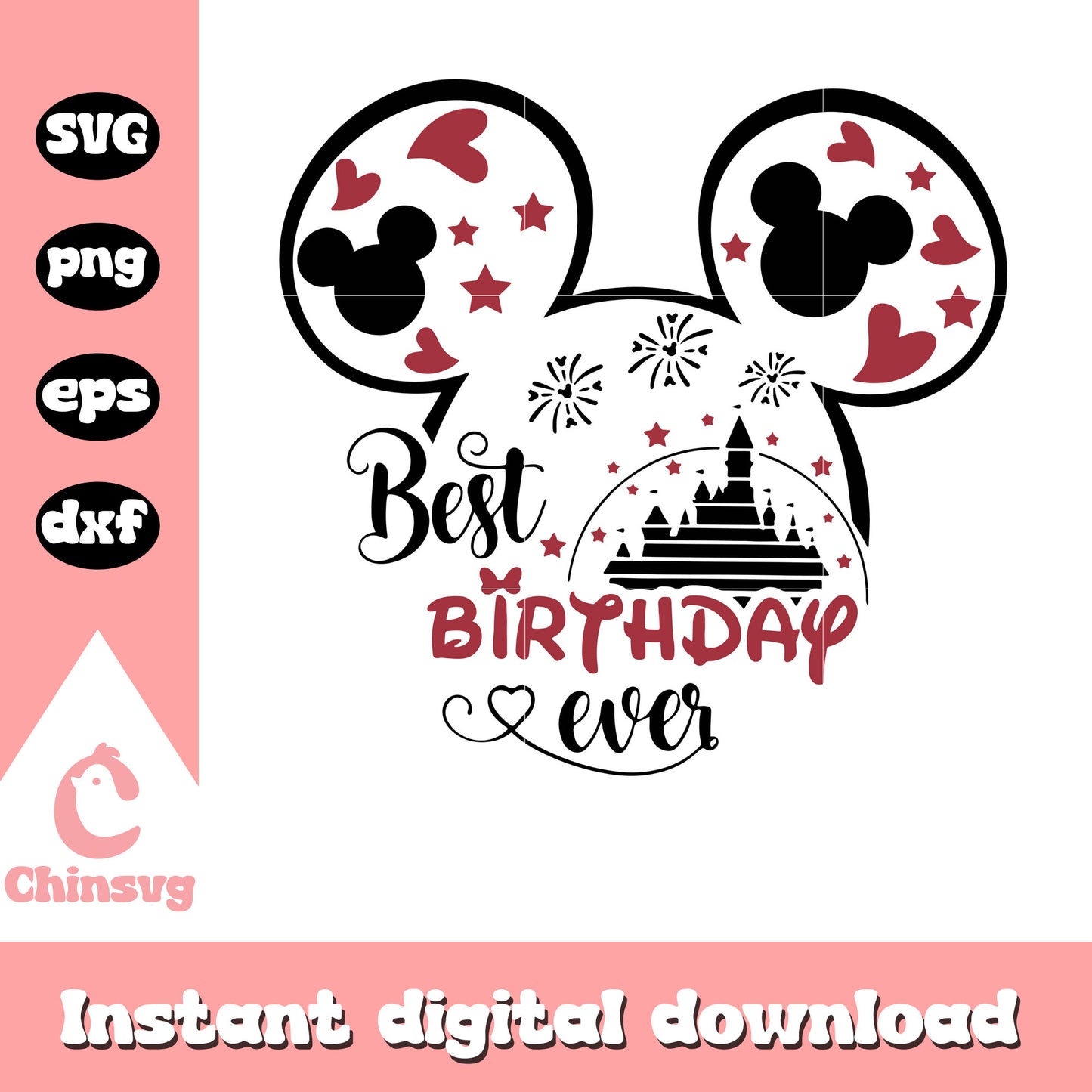 Mickey ears best birthday ever svg, mickey mouse birthday svg