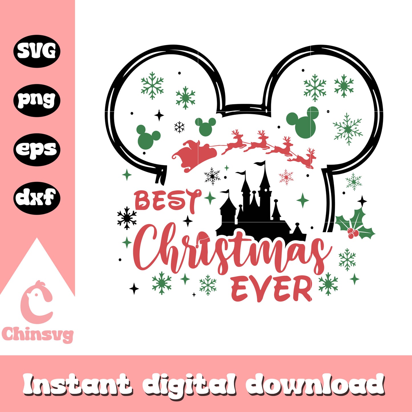 Mickey ears best christmas ever svg, mickey ears svg, disney christmas svg