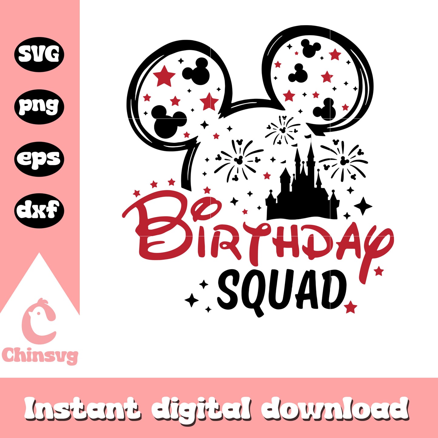 Mickey ears birthday squad svg, disney birthday squad svg