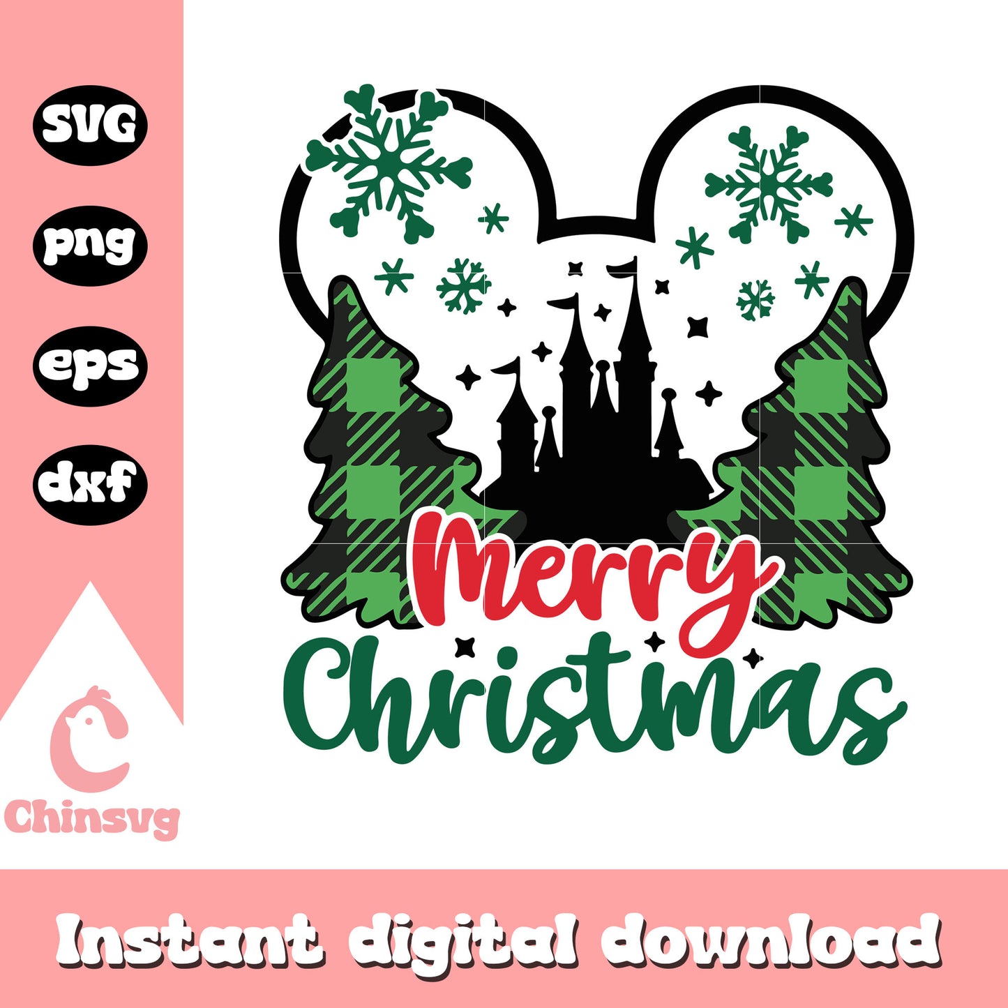 Mickey ears merry christmas svg, disney castle svg, mickey ears svg