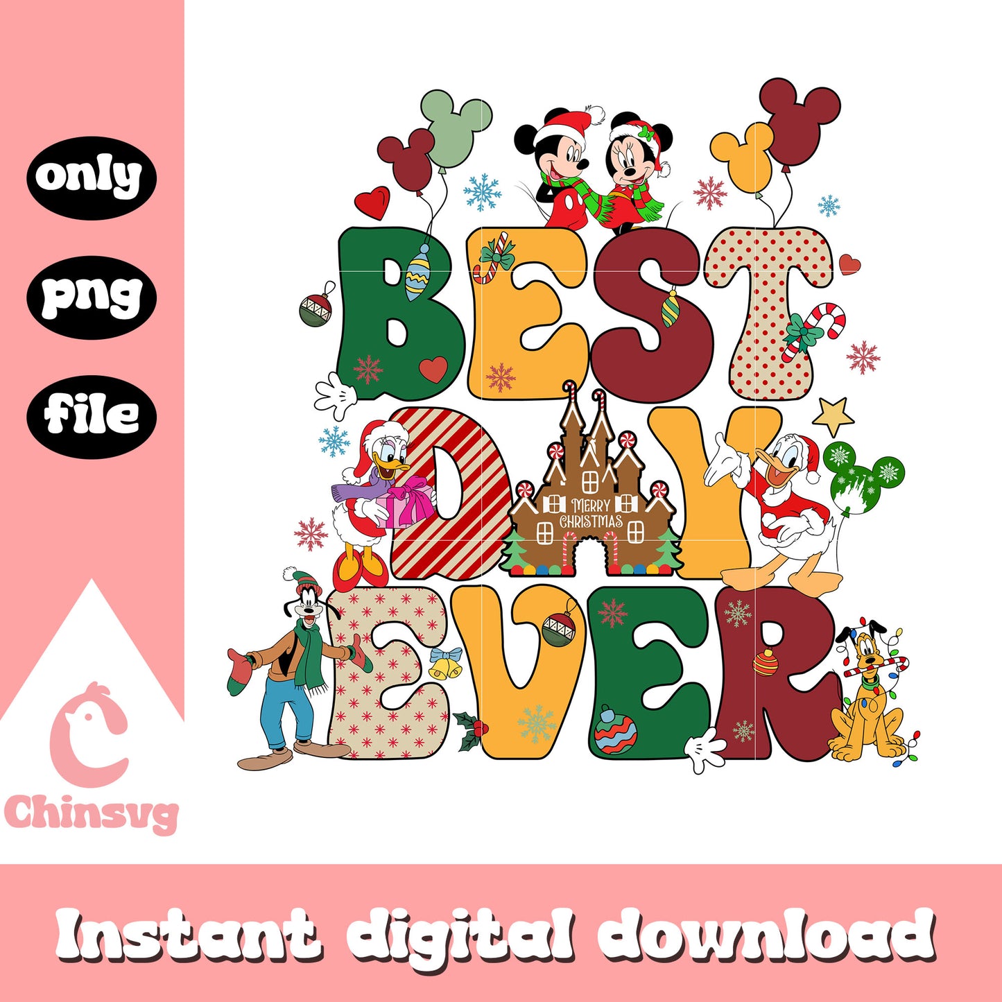 Mickey friends best day ever christmas png, disney christmas png