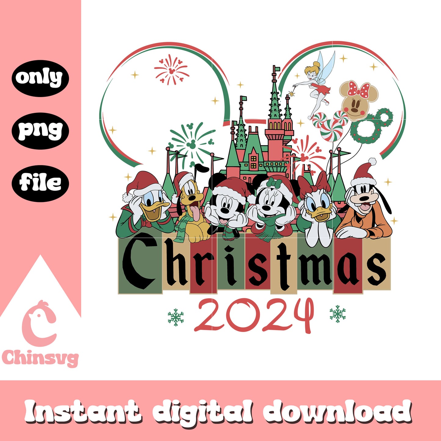 Mickey friends christmas 2024 png, disney christmas ears png
