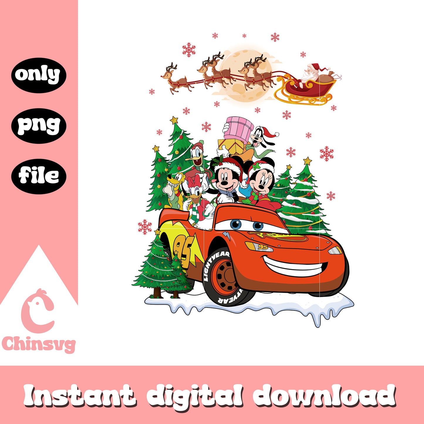Mickey friends mcqueen christmas png, christmas disney png