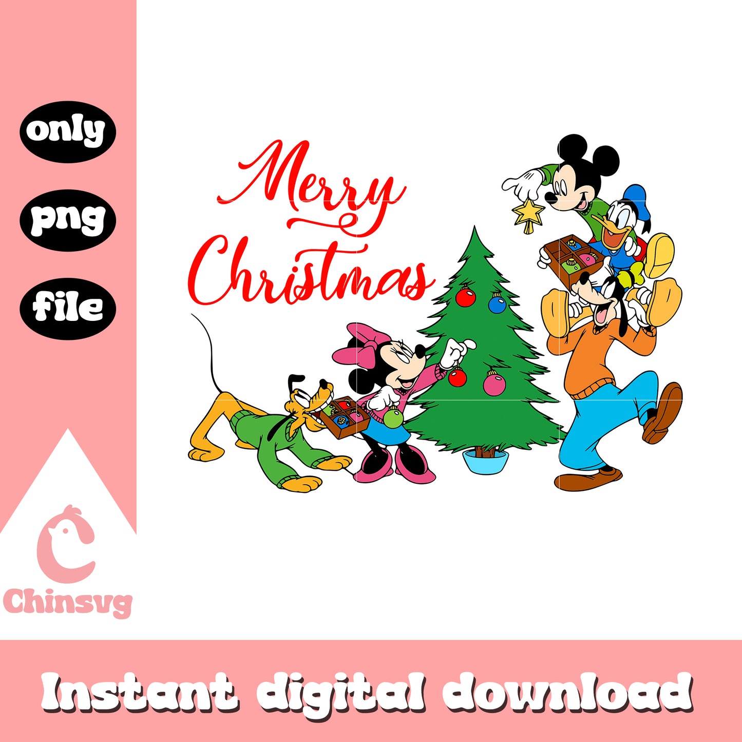 Mickey friends merry christmas tree png, mickey christmas tree png