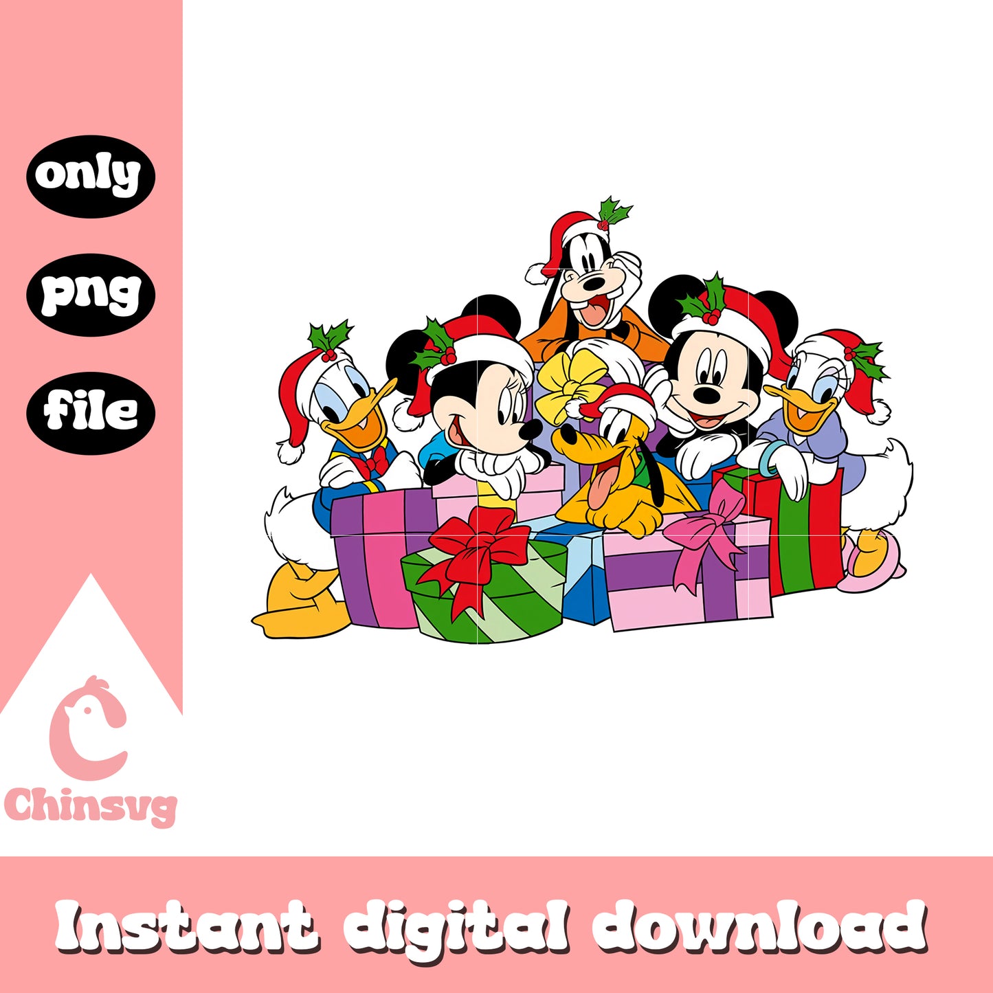Mickey friends santa merry christmas png, mickey christmas cartoon png