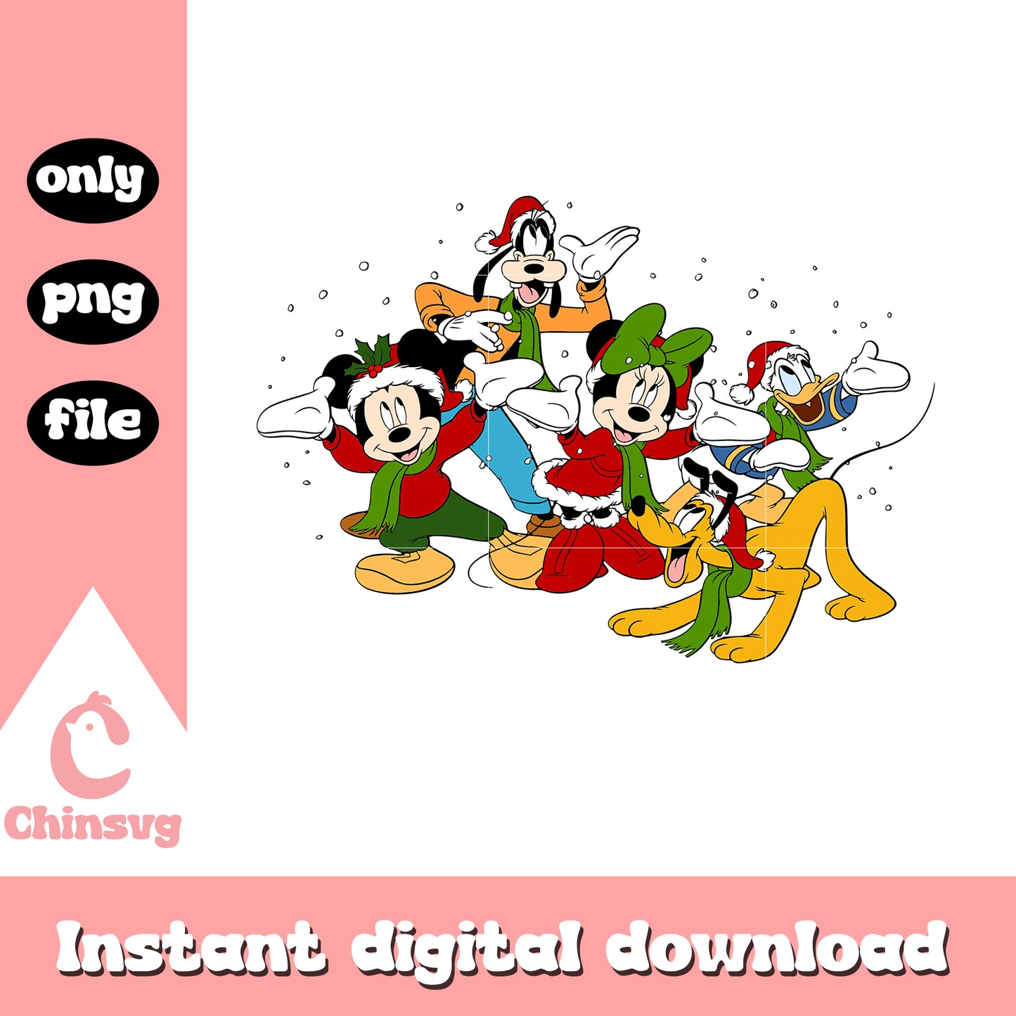 Mickey friends snow christmas png, mickey mouse in snow png