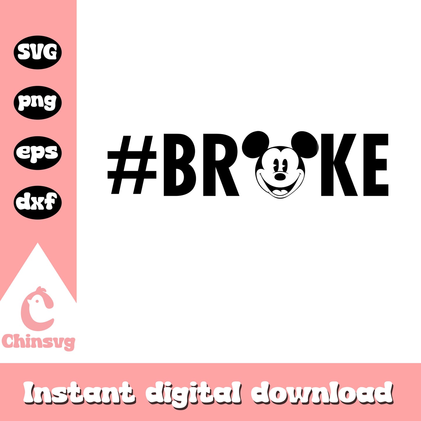 Mickey head broke black logo svg, black mickey head svg