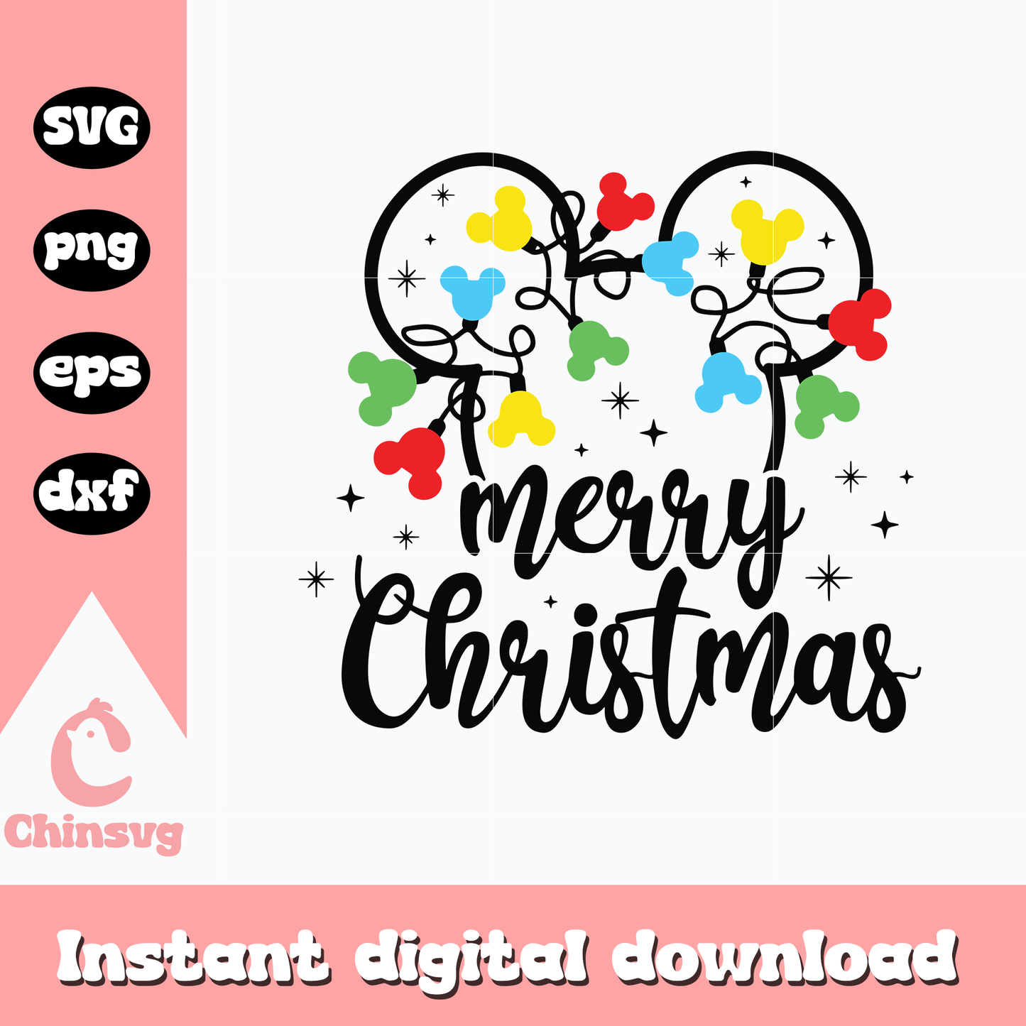 Mickey head merry christmas svg, christmas mickey svg