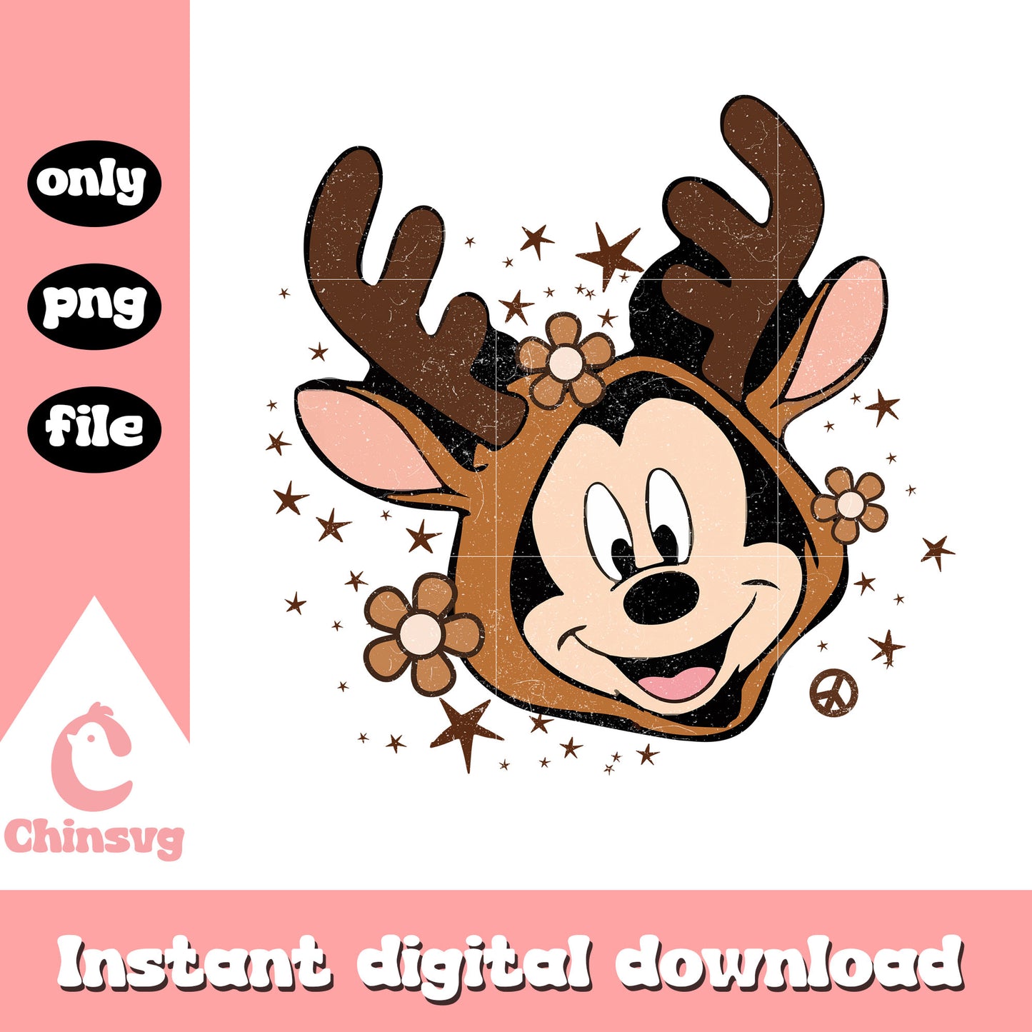 Mickey head reindeer christmas png, christmas mickey mouse png
