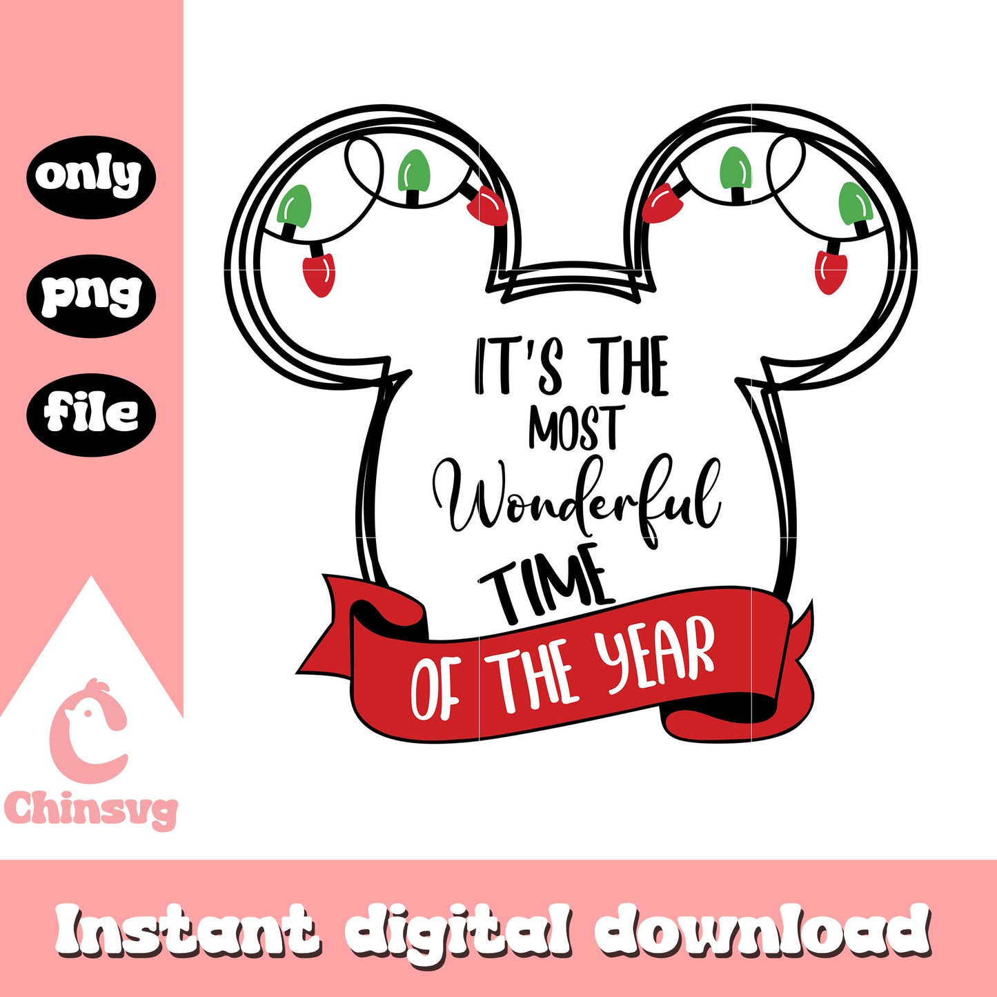 Mickey it's the most wonderful time of the year png, mickey mouse head png