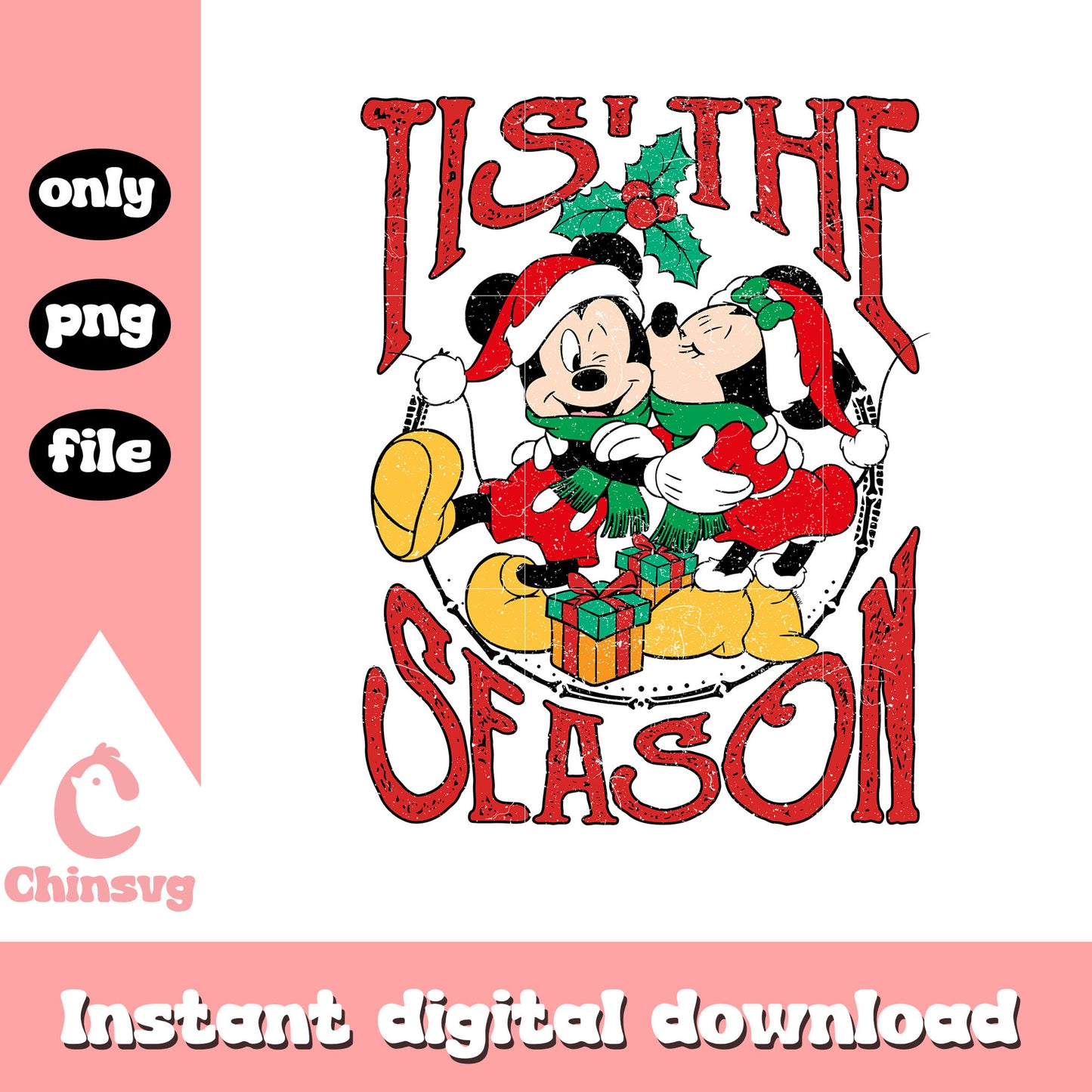 Mickey minnie tis' the season png, mickey and minnie christmas png