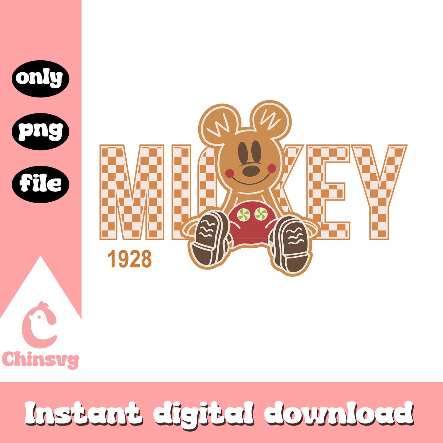 Mickey mouse 1928 gingerbread png, mickey mouse christmas png