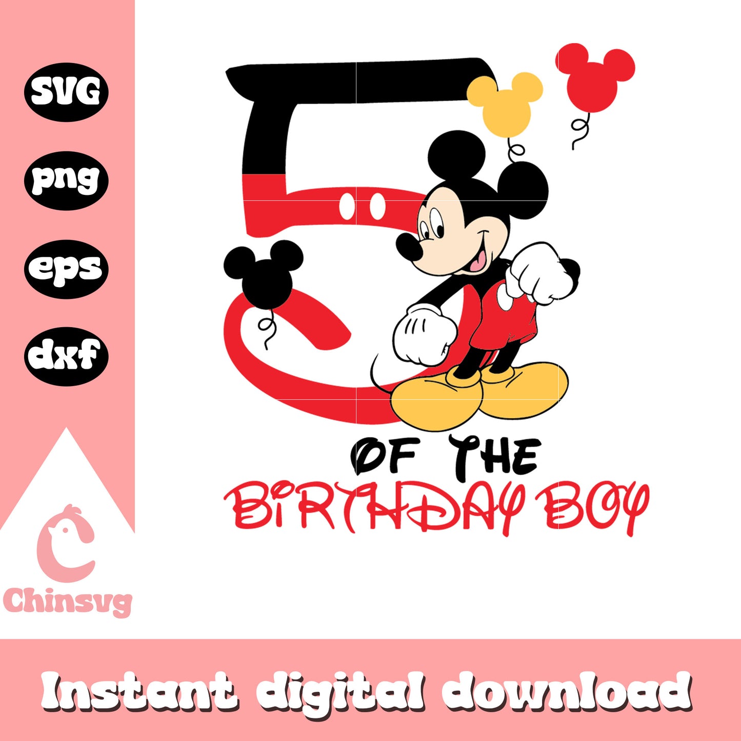 Mickey mouse 5th of the birthday boy svg, mickey happy birthday svg