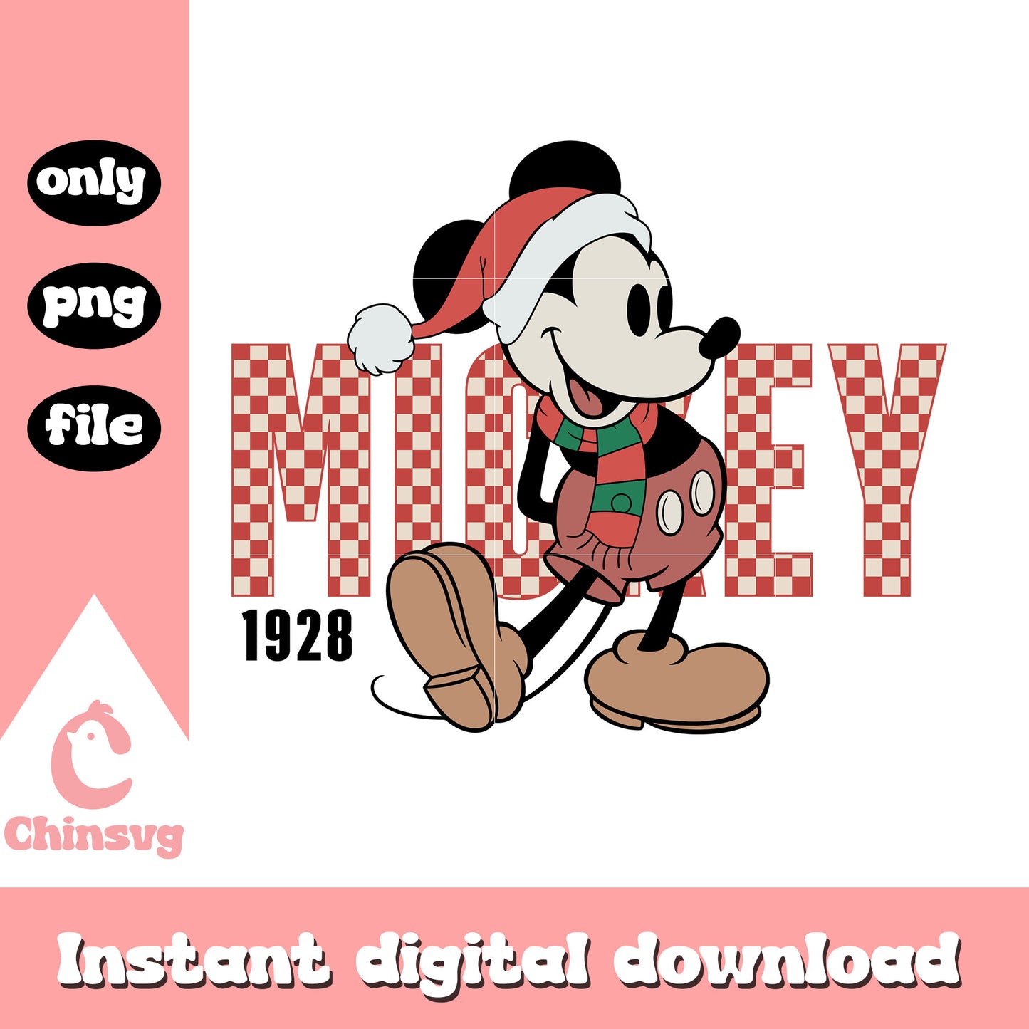 Mickey mouse santa 1928 christmas png, mickey mouse christmas png
