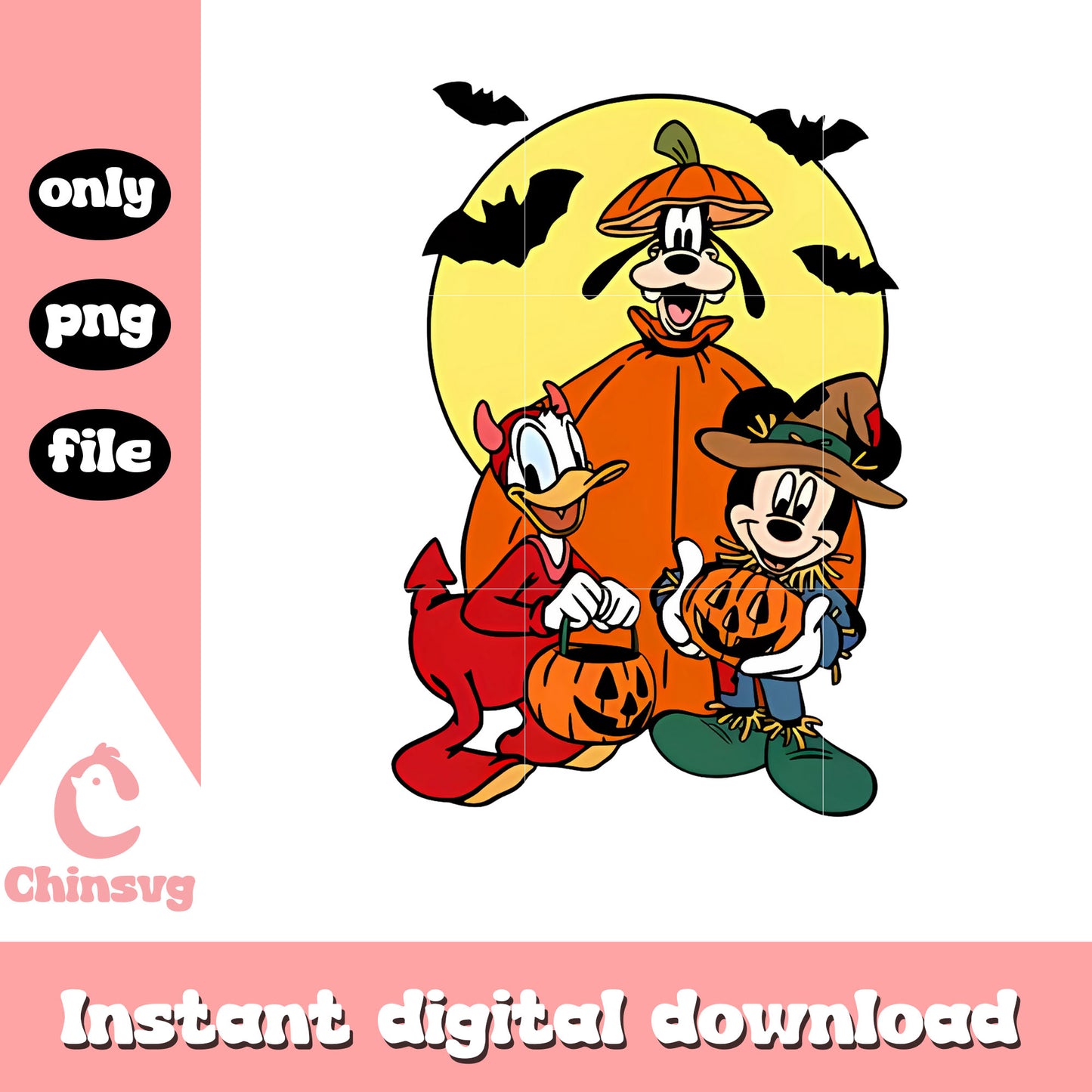 Mickey's friends halloween night png, disney store png