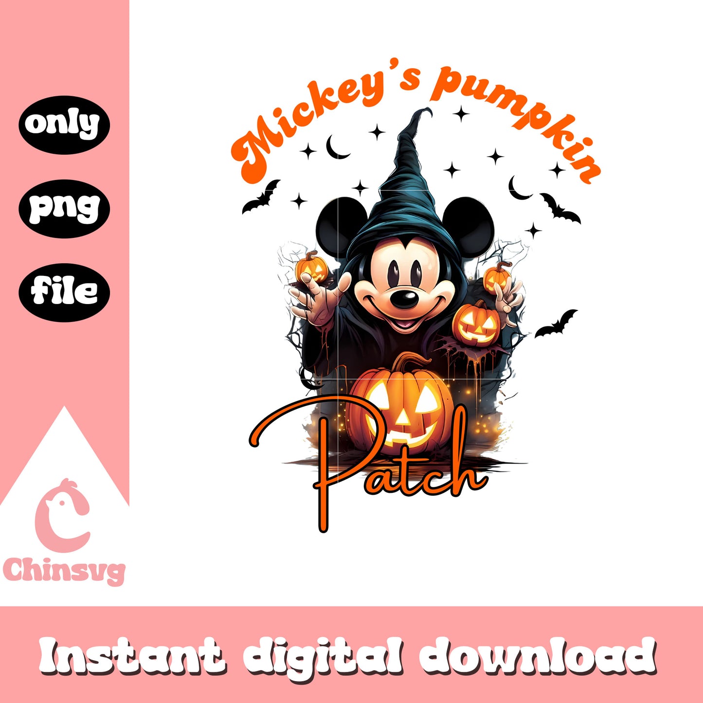 Mickey's pumpkin patch design png, halloween pumpkin png