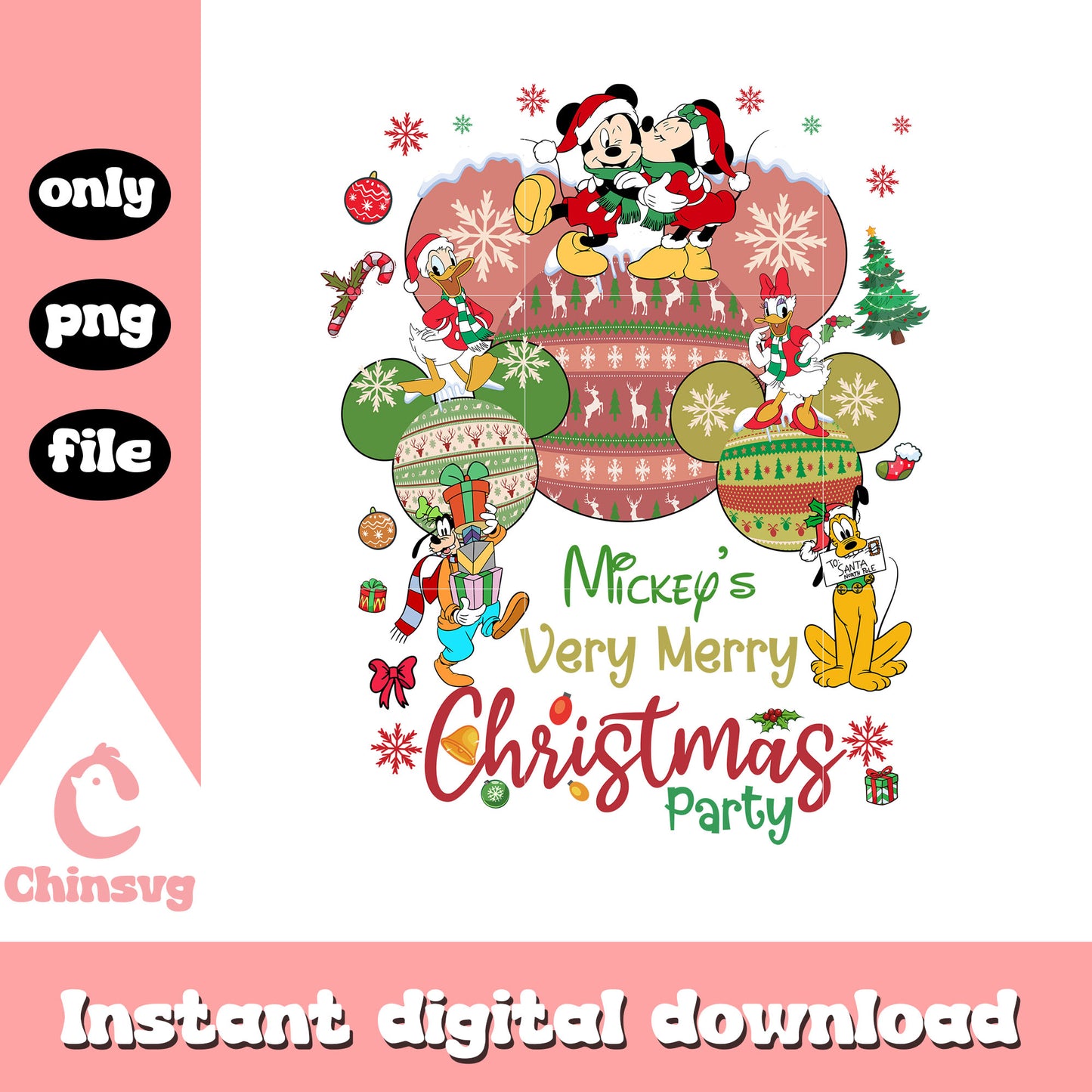 Mickey very merry christmas party png, christmas ears disney png