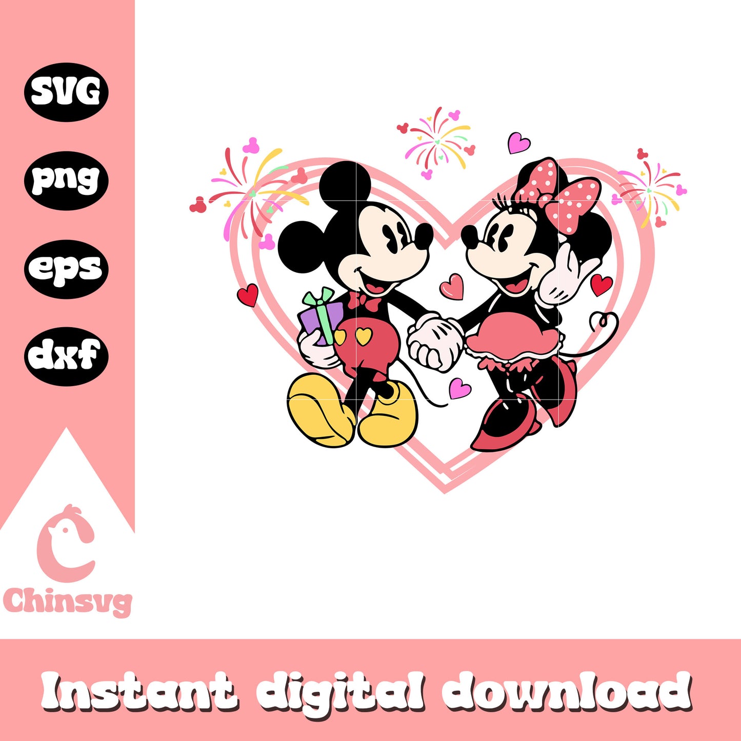 Mickey and Minnie dating on valentine svg, happy valentine day svg