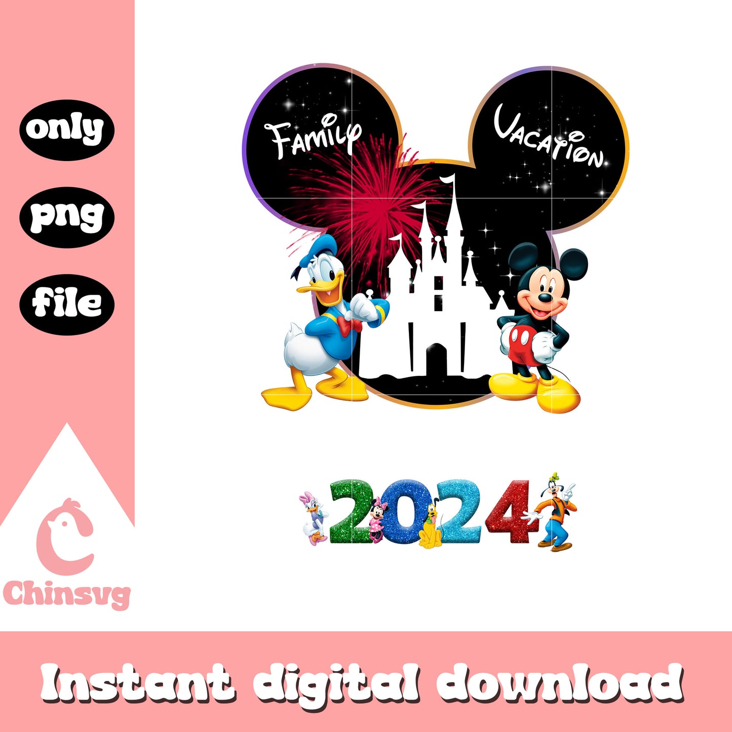 Mickey and donald family vacation png, family vacation png