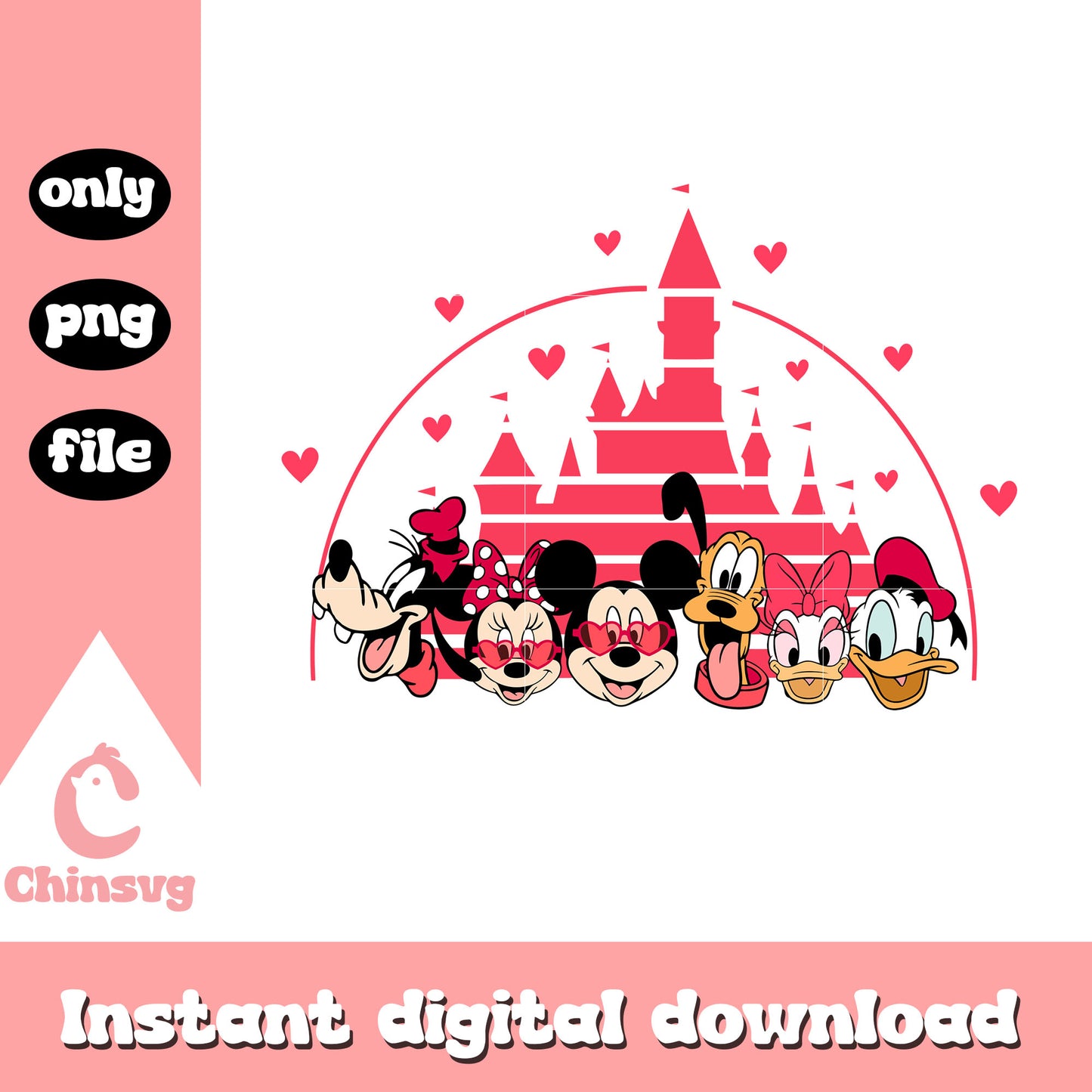 Mickey and friends disney castle png, disney png, valentine png
