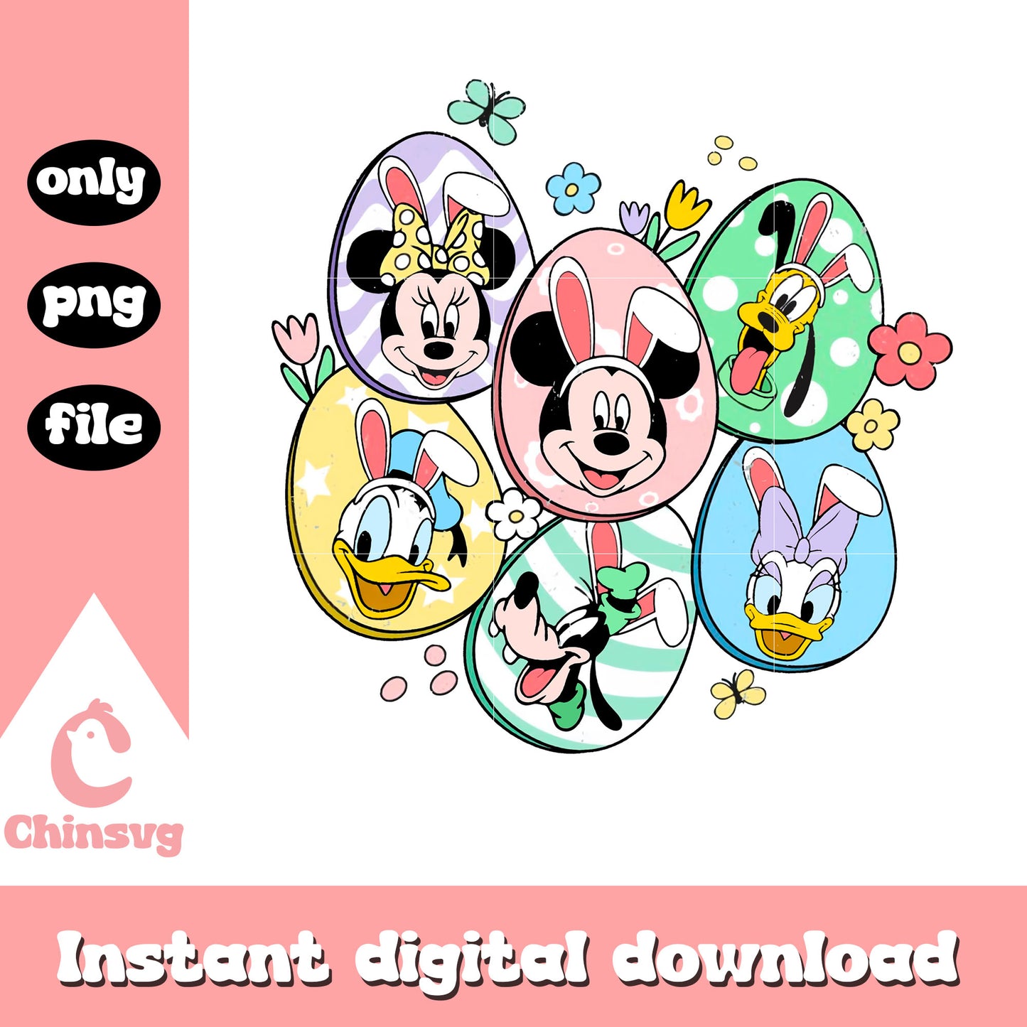 Mickey and friends easter eggs costume png, easter eggs png