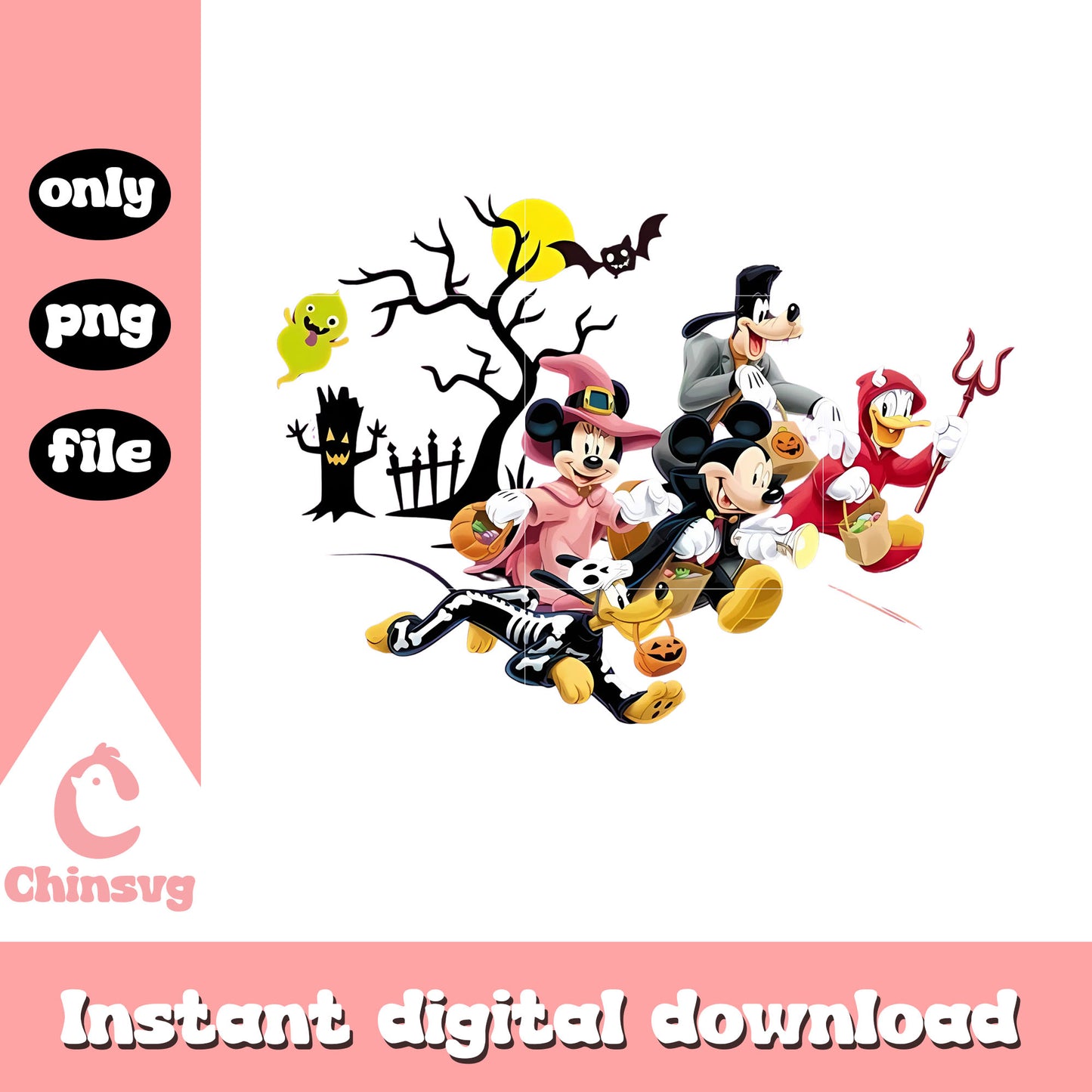 Mickey and friends halloween costumes png, mickey's friends png