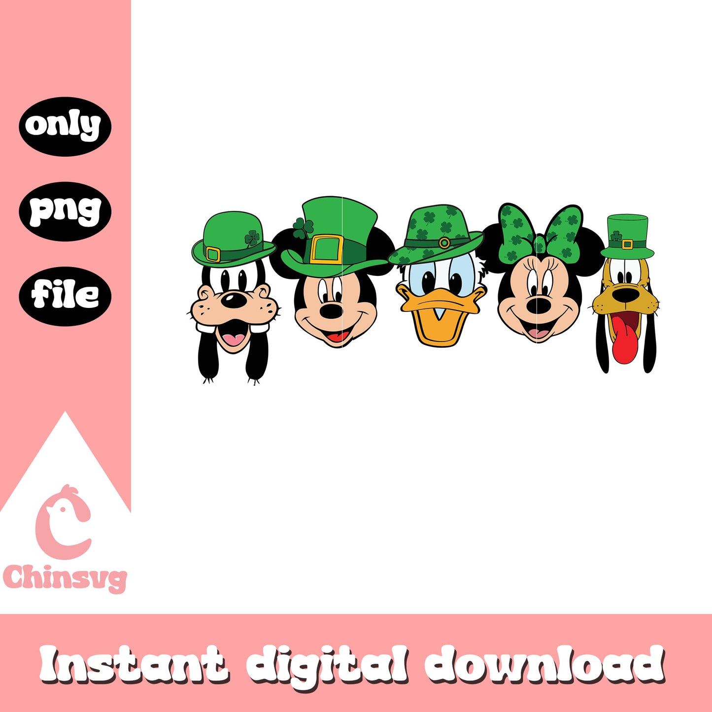 Mickey and friends head patrick day png, when is st patrick's day png