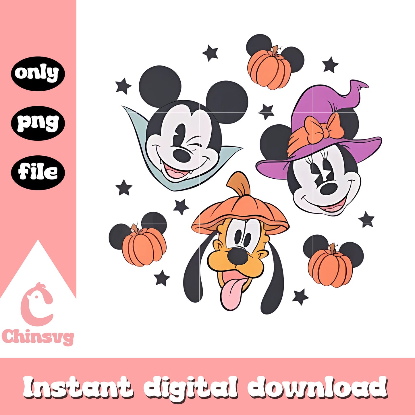 Mickey and friends head png, pumpkin png, disney cast png